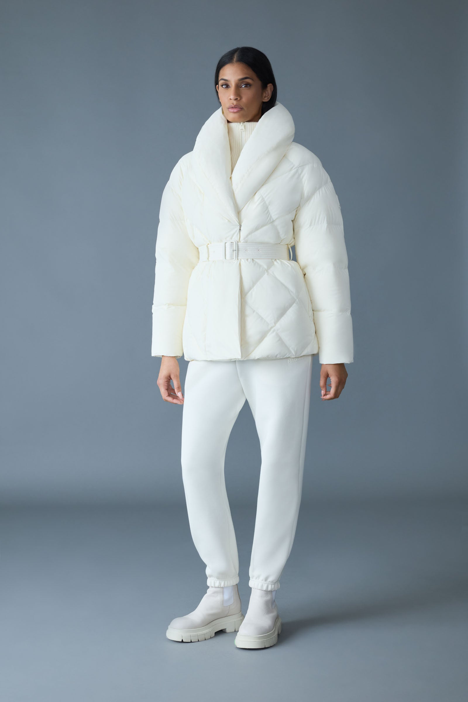 OLIVE-Z Down Belted Jacket With Shawl Collar | Mackage US