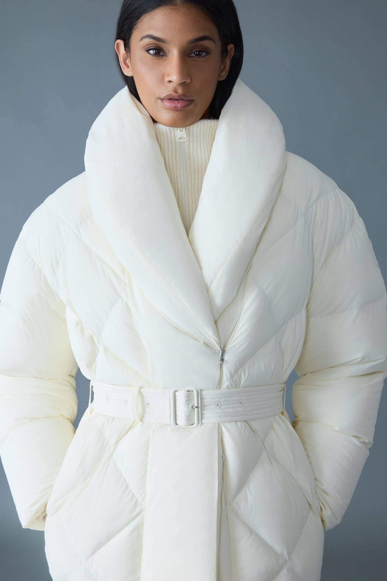 OLIVE-Z Down Belted Jacket With Shawl Collar for Women | Mackage® US