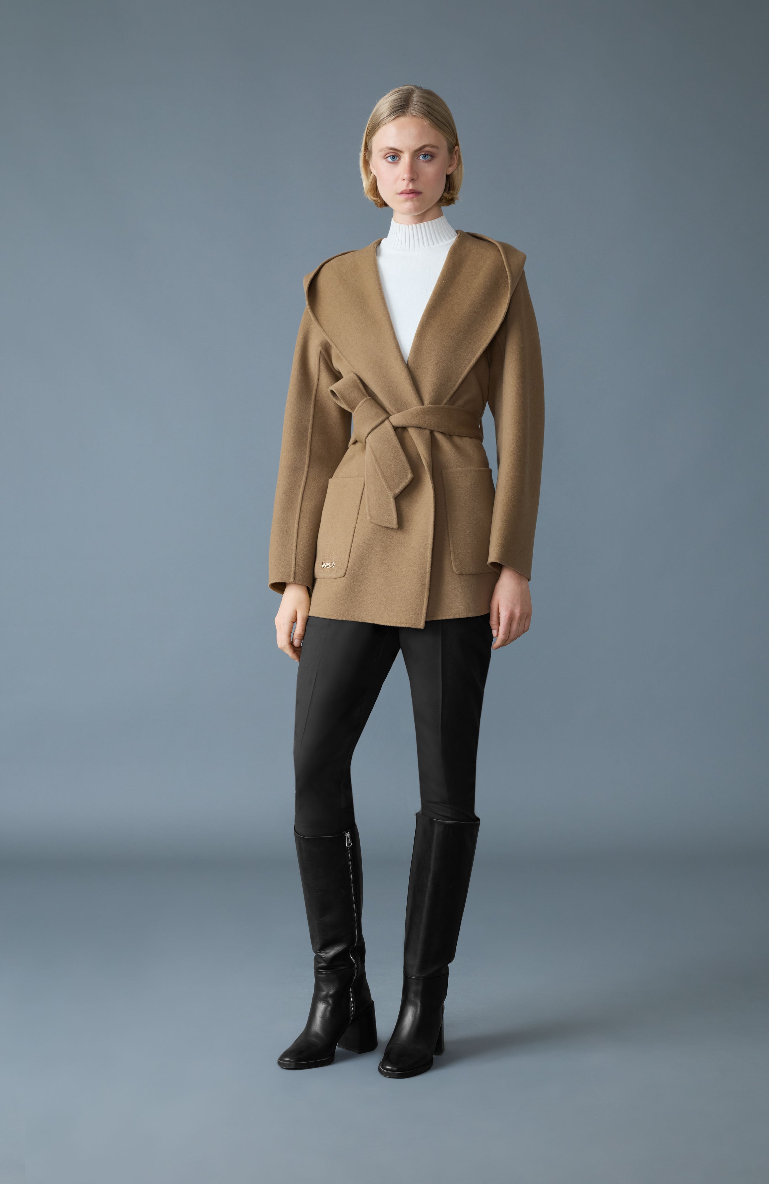 PAYA Wool Wrap Coat With Sash Belt for Women | Mackage US
