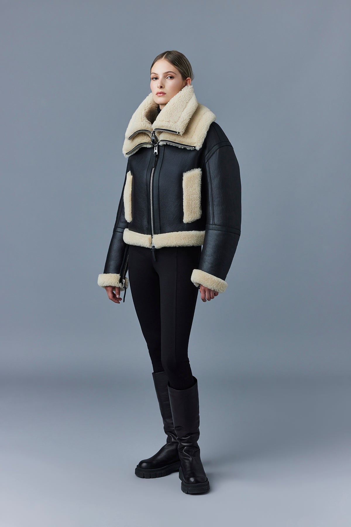PENELOPA Sheepskin jacket with double collar for Women | Mackage® US