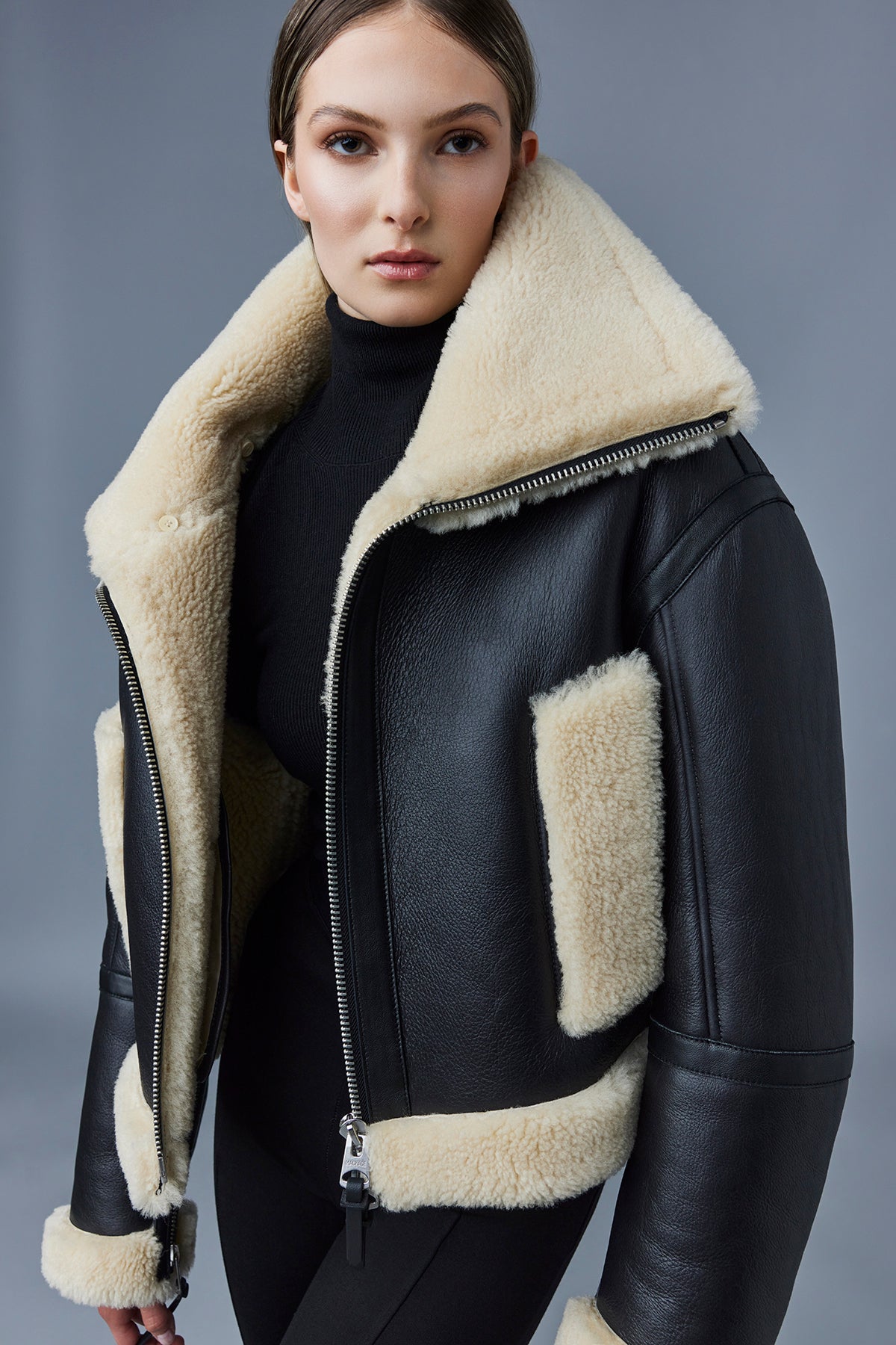 PENELOPA Sheepskin jacket with double collar for Women | Mackage® US