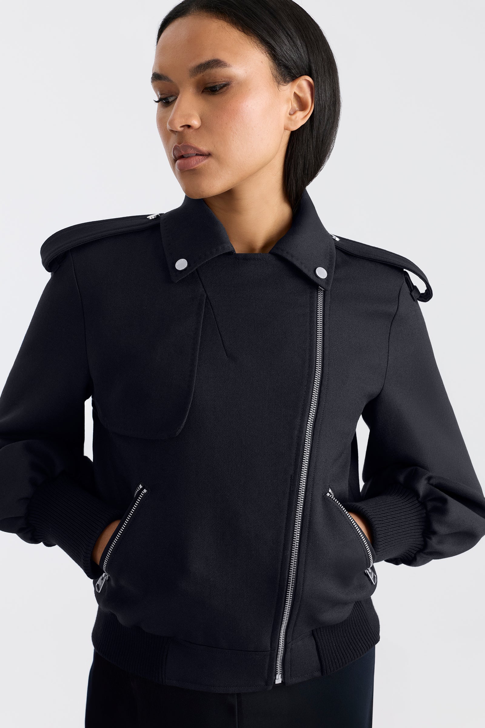 PONY Wool Gabardine Moto Jacket for Women | Mackage® US