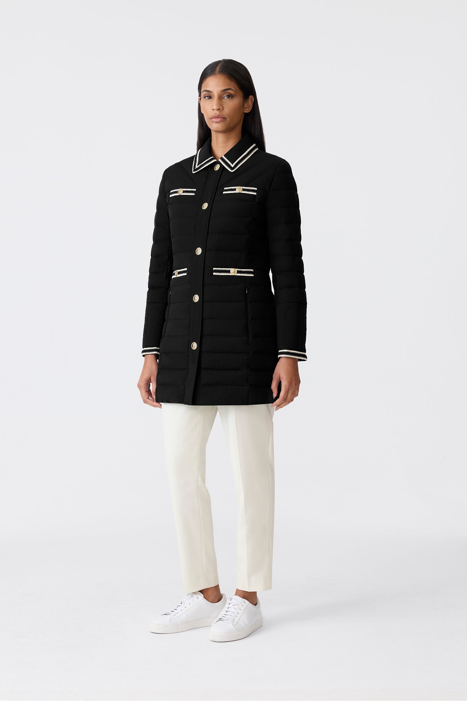 PRECIOUS Down Coat Crochet Detailing for Women | Mackage® US