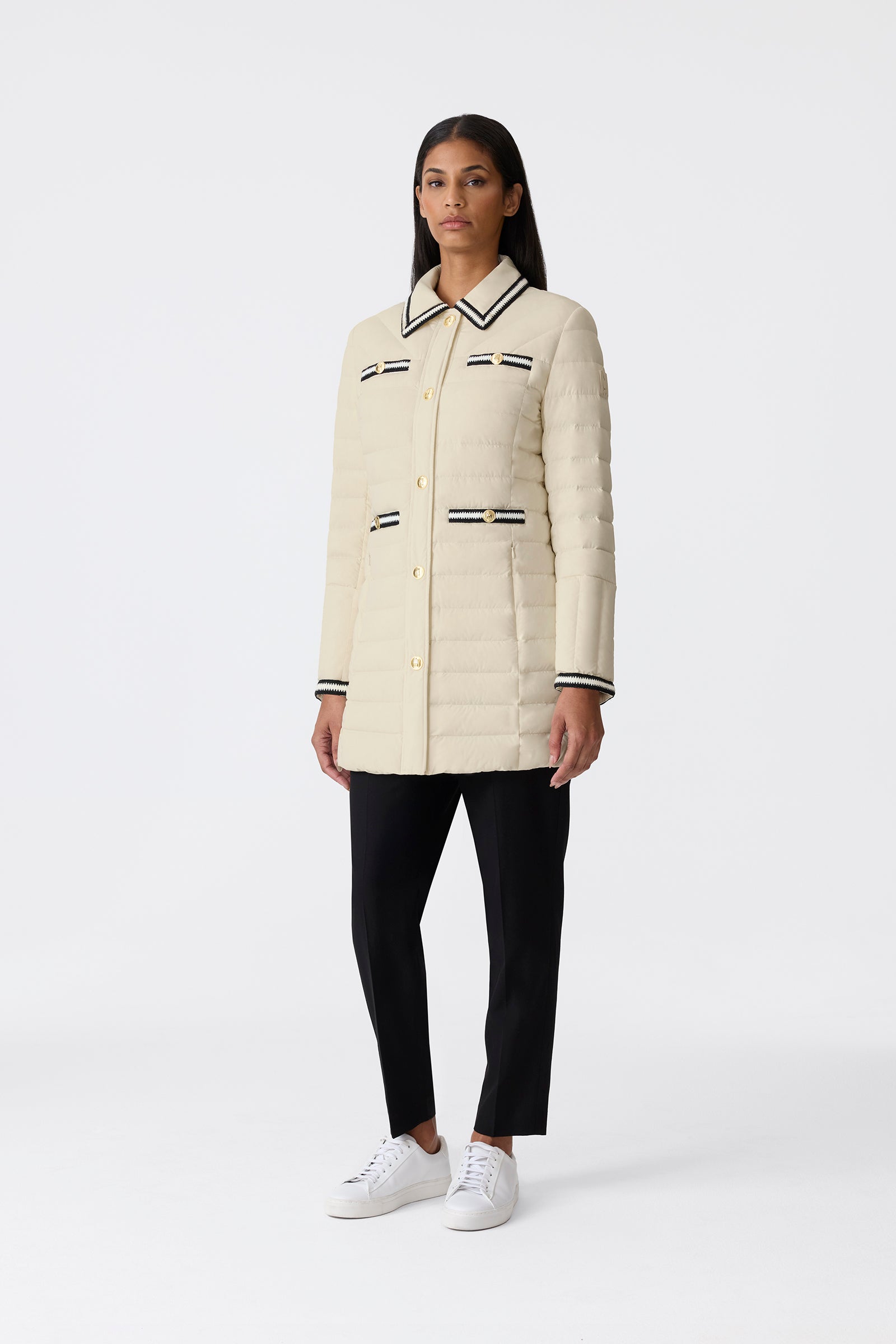 PRECIOUS Down Coat Crochet Detailing for Women | Mackage® US