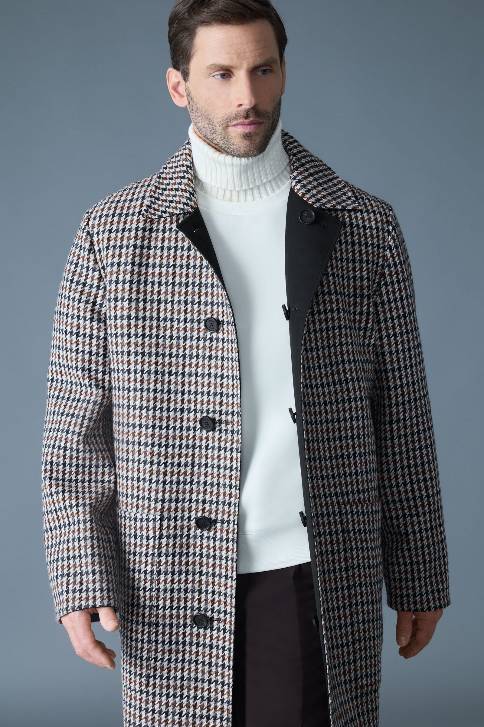 RALPH-HT Reversible Houndstooth and Twill Coat for Men | Mackage US