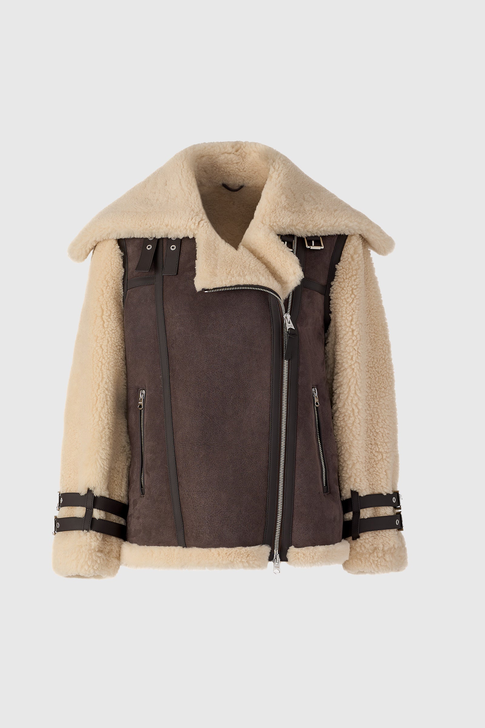 RHOSLYN Oversized Shearling Moto Jacket for Women | Mackage US