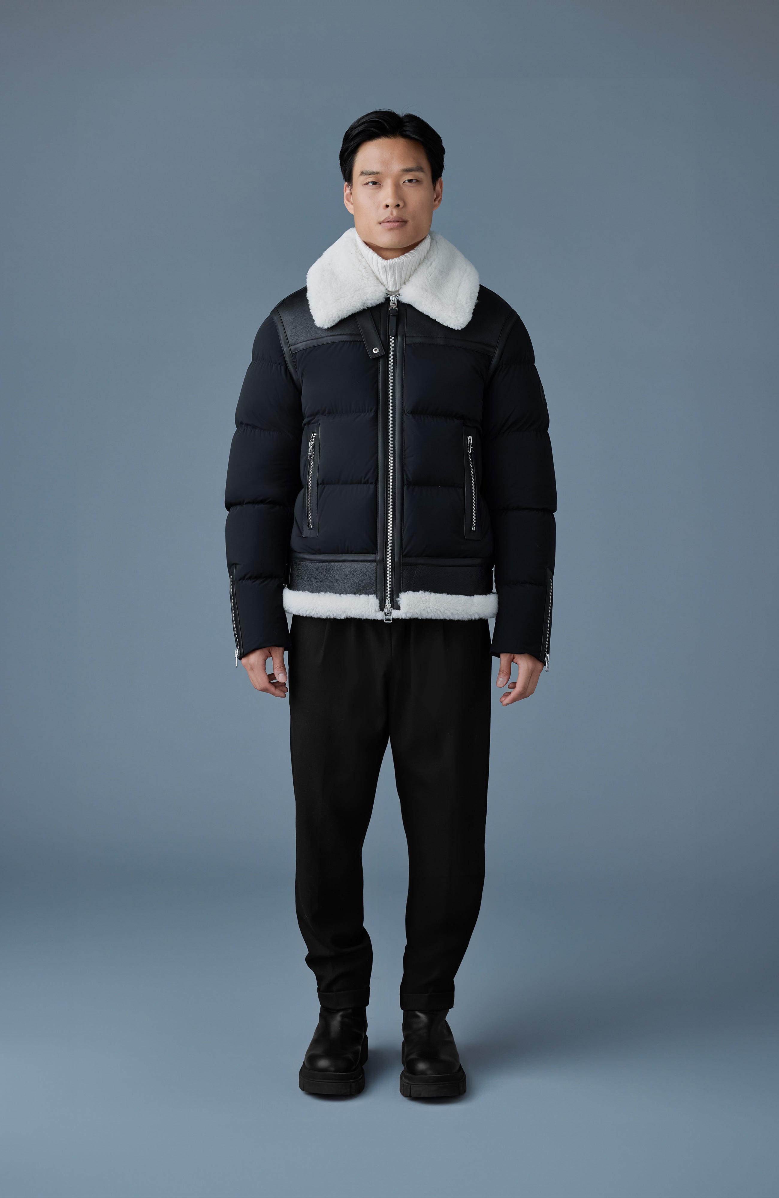Robert, mixed-media shearling down jacket | Mackage® US