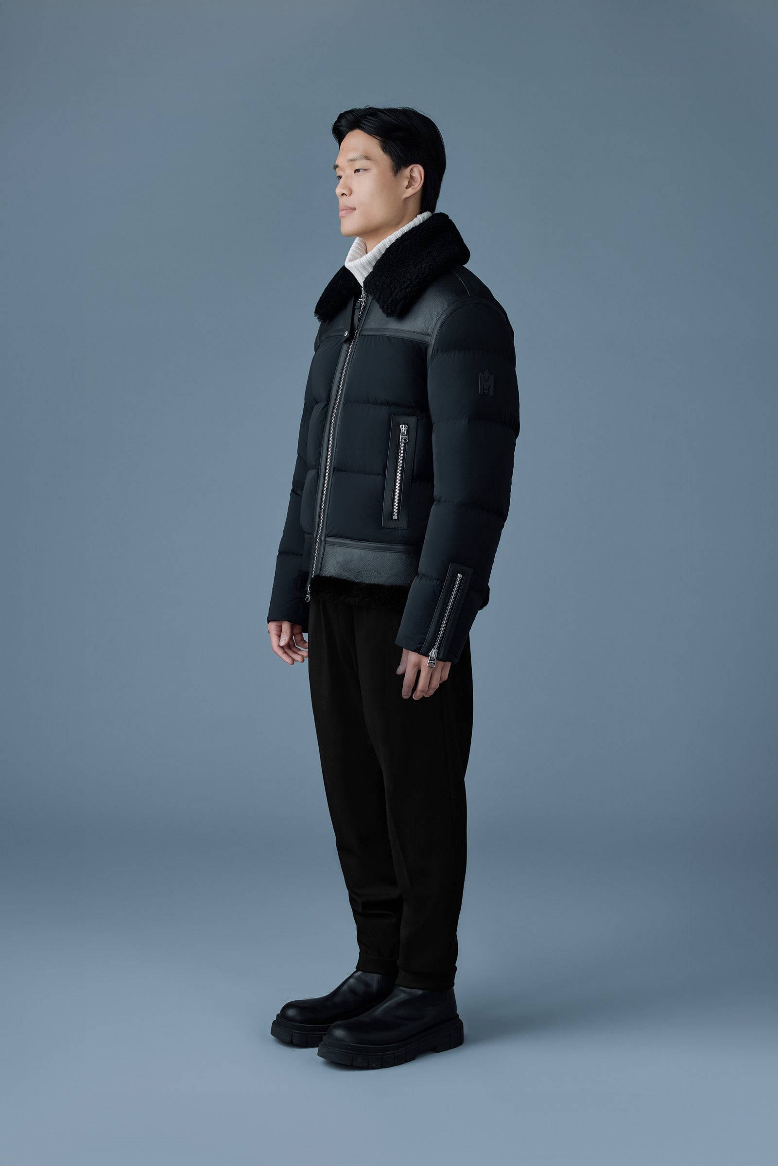 Robert, mixed-media shearling down jacket | Mackage® US