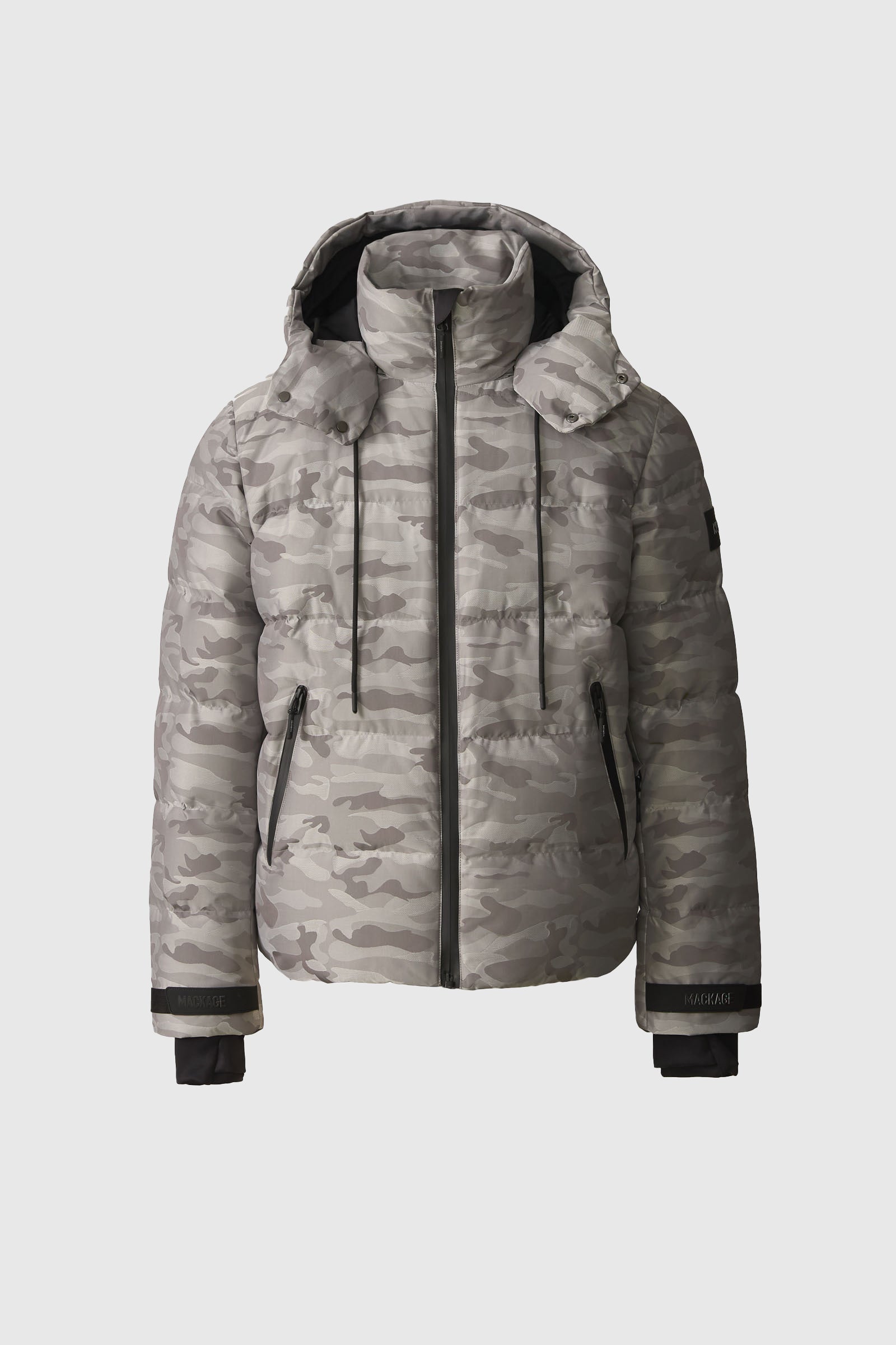 SAMUEL-JC Camo Jacquard Down Ski Jacket With Storm Visor for Men