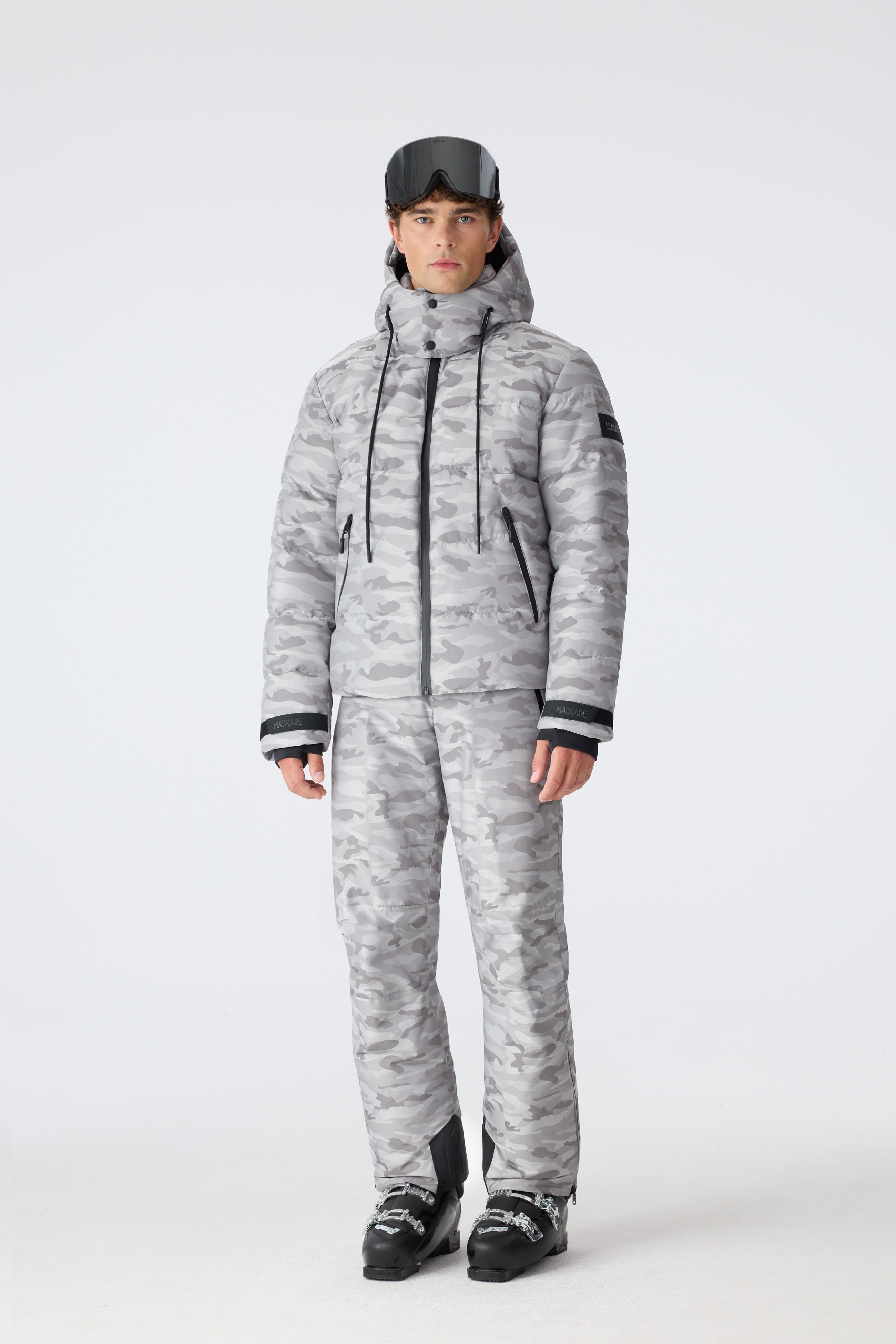 SAMUEL-JC Camo Jacquard Down Ski Jacket With Storm Visor for Men