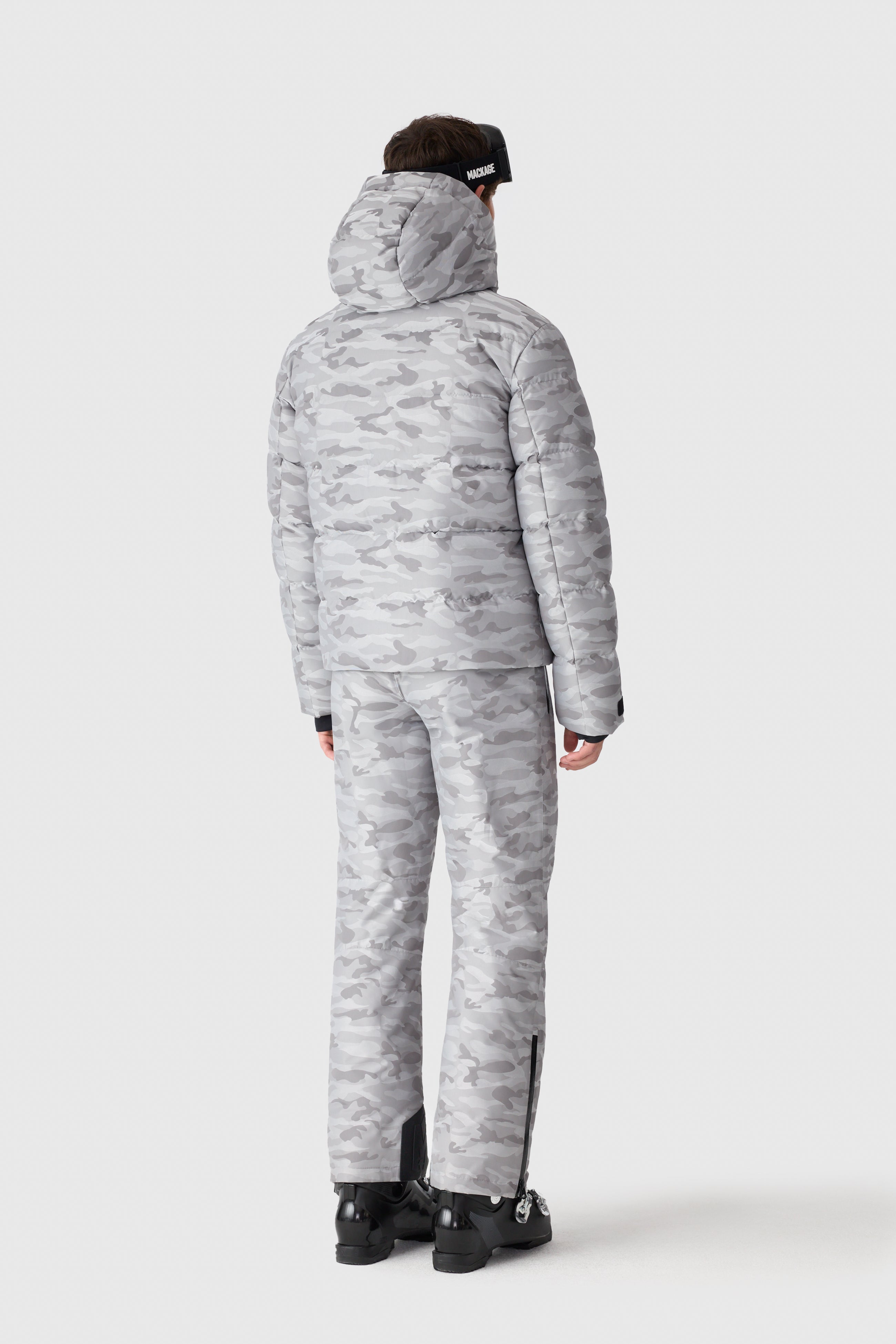 SAMUEL-JC Camo Jacquard Down Ski Jacket With Storm Visor for Men
