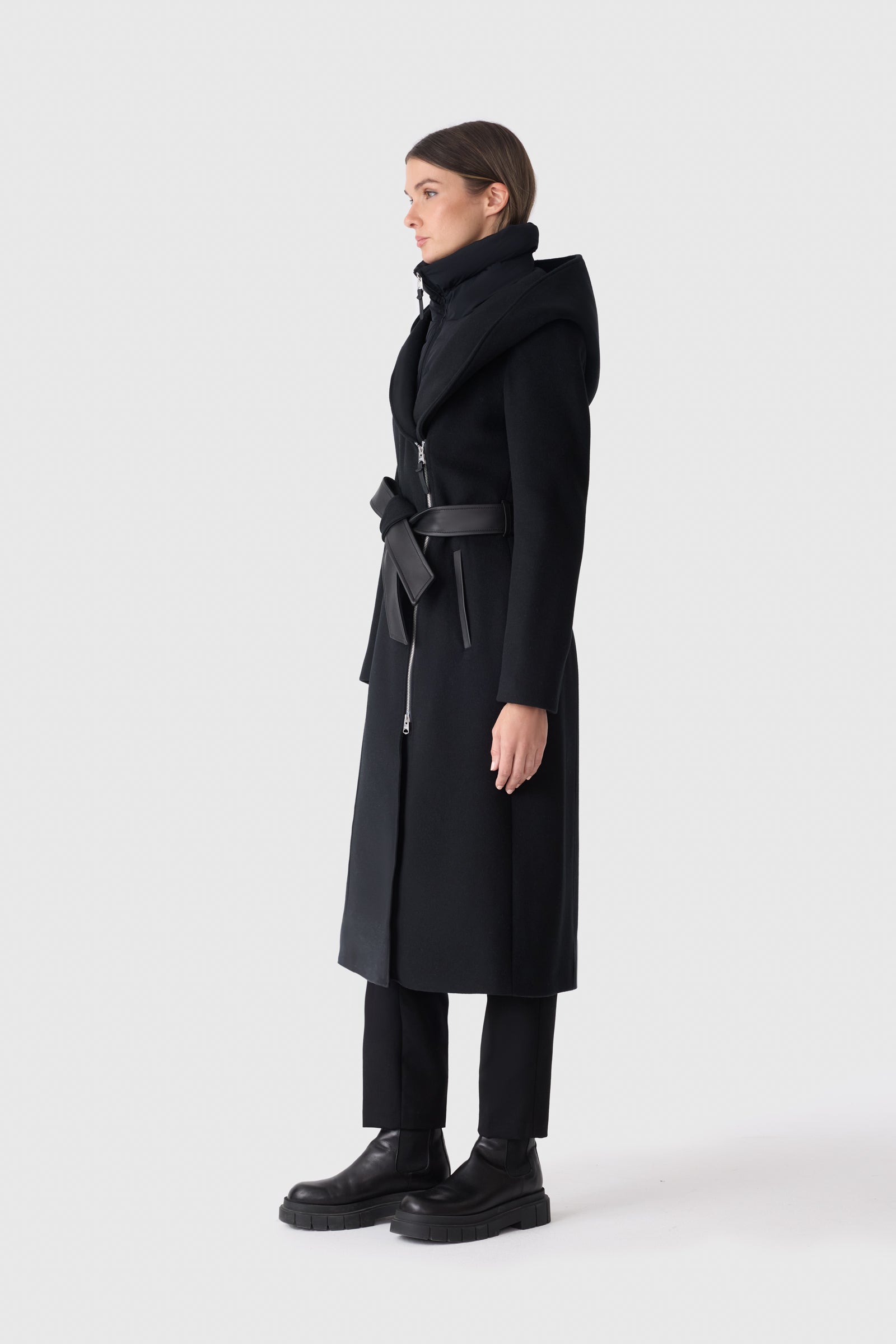 SHIA-LG 2-in-1 Double-Face Wool Coat - removable Bib for Women