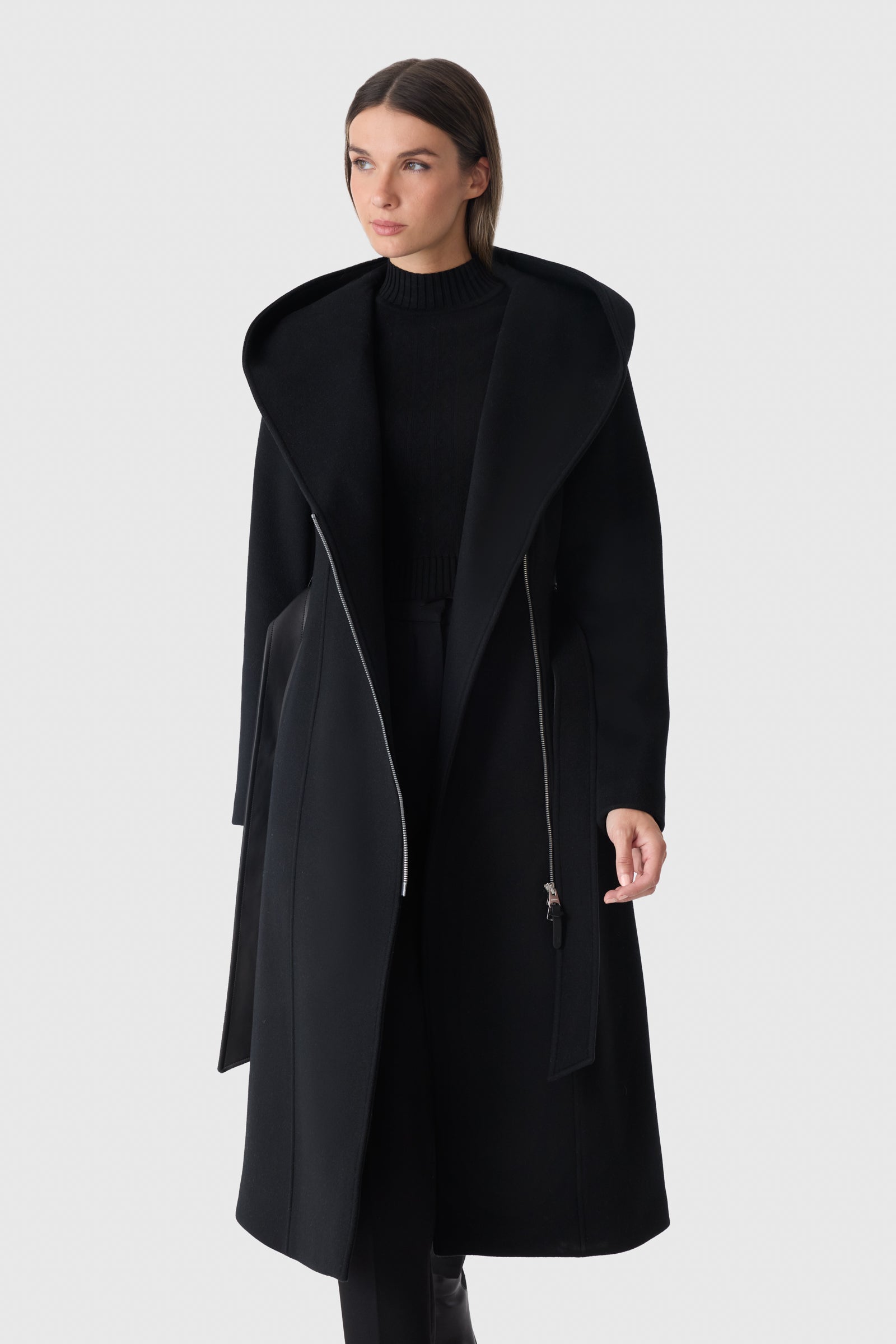 SHIA-LG 2-in-1 Double-Face Wool Coat With Removable Bib for Women