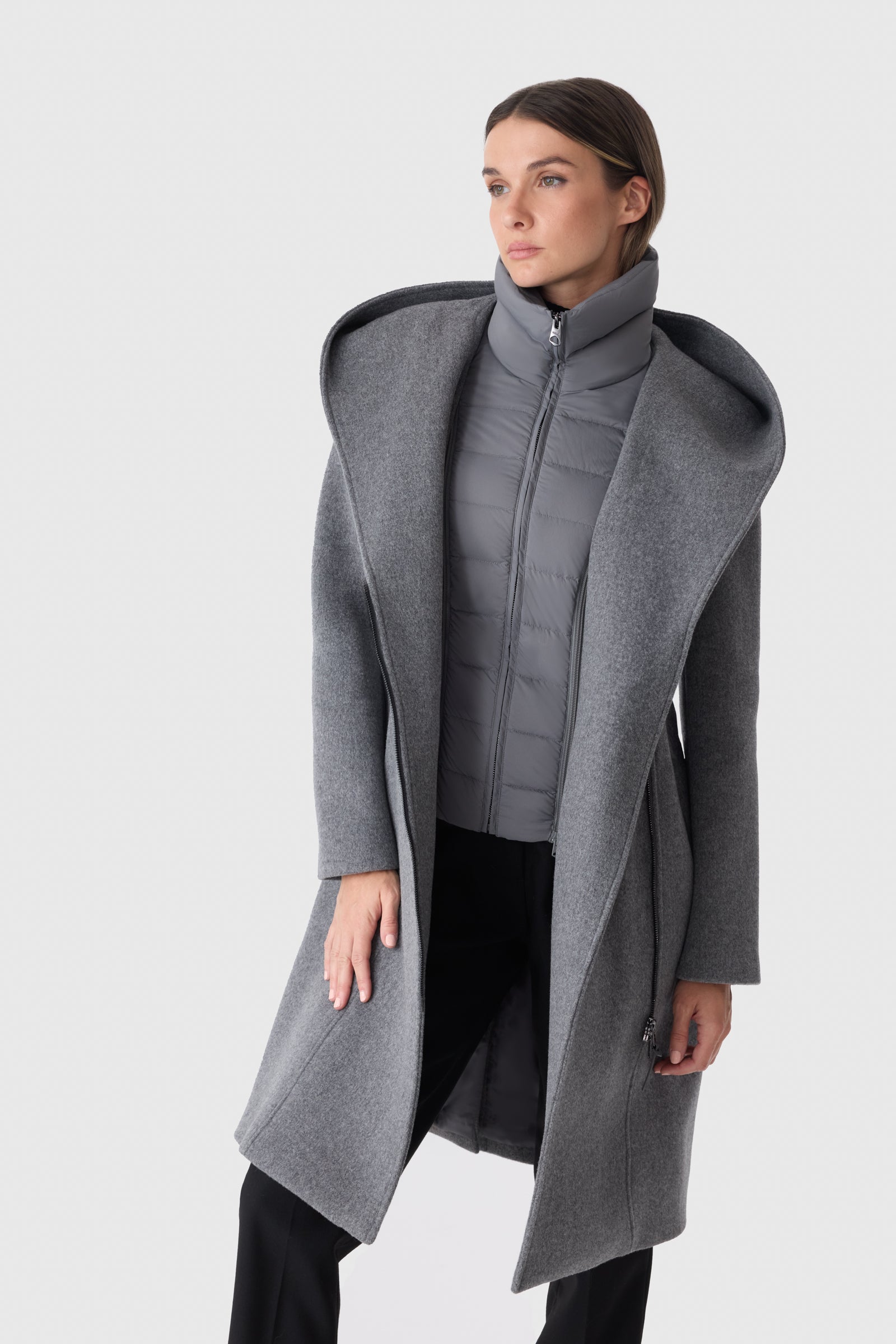 SHIA-SLB 2-in-1 double-face wool coat - removable bib for Women