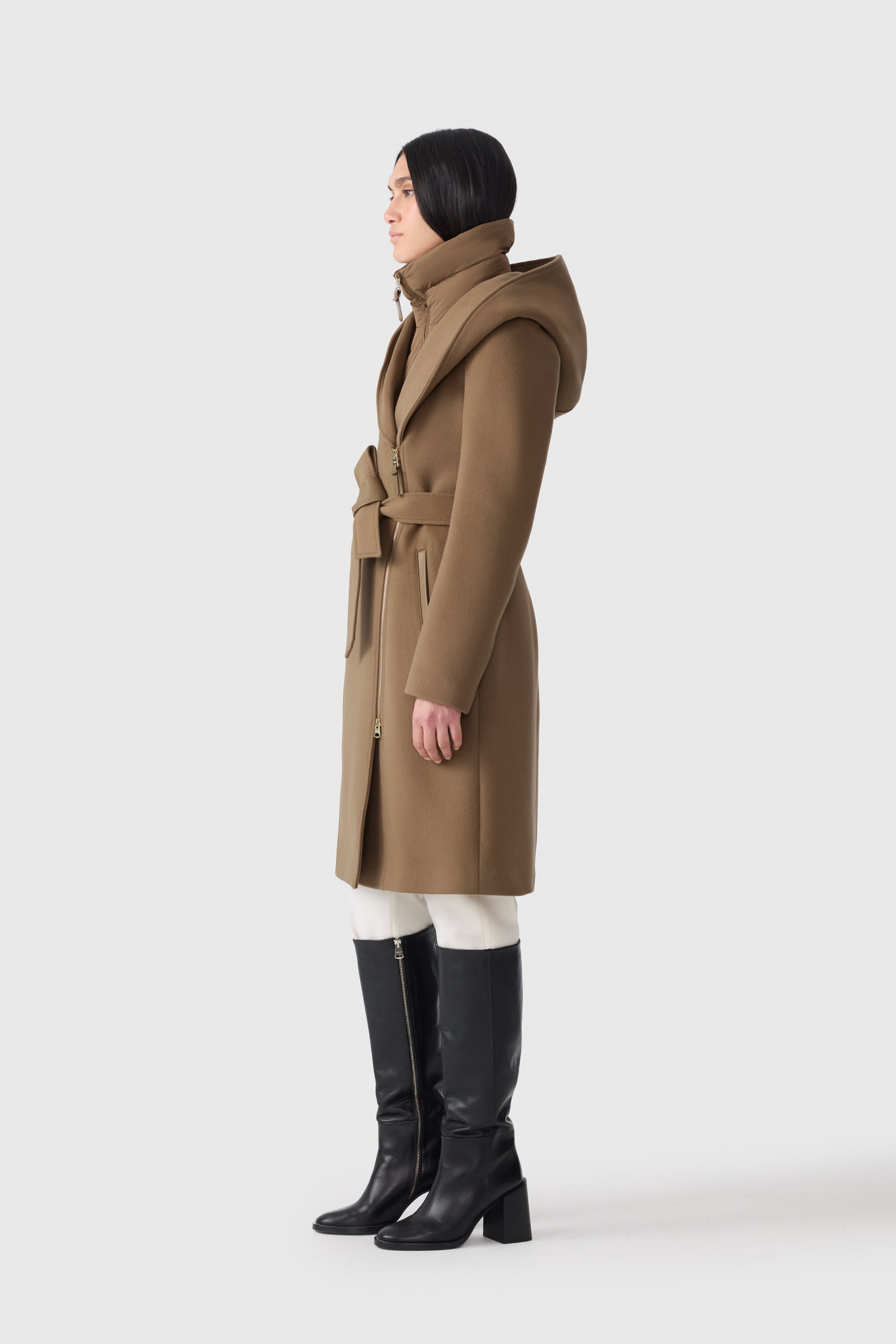 Shia-SLB, 2-in-1 double-face wool coat with removable bib