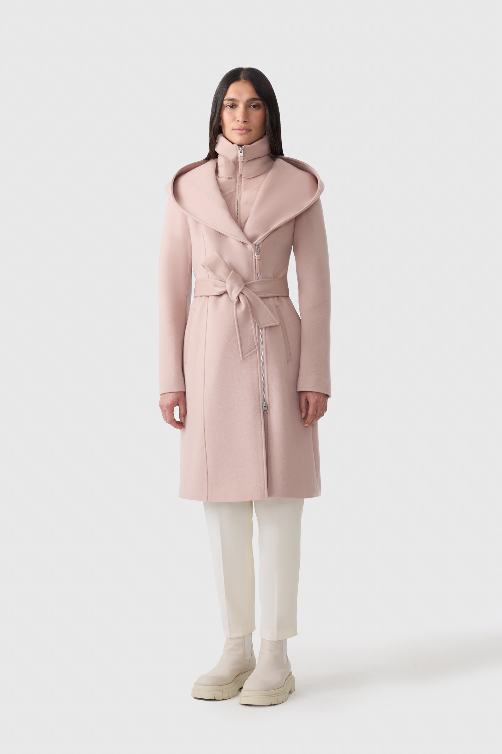Shia-SLB, 2-in-1 double-face wool coat with removable bib