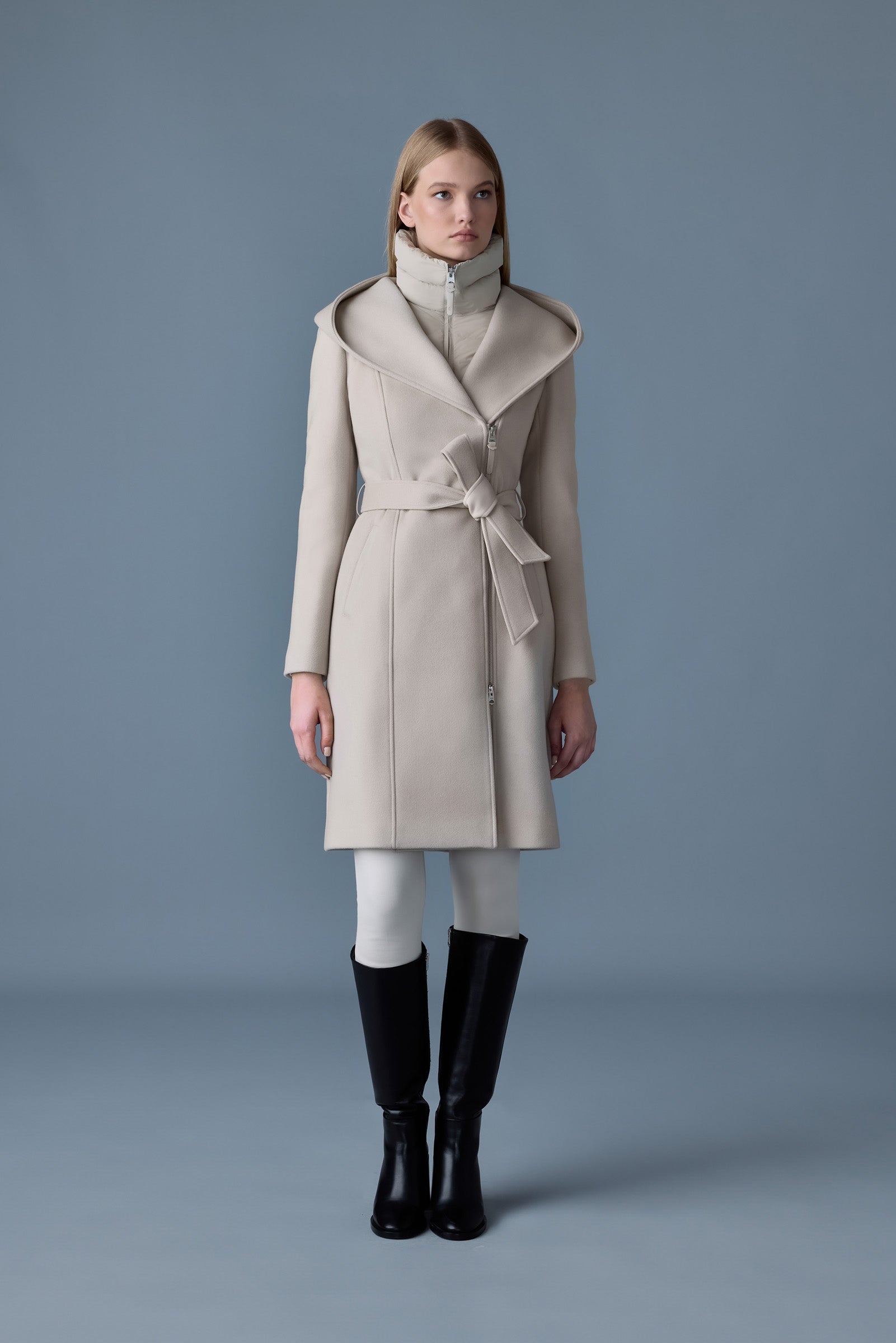 Shia-SLB, 2-in-1 double-face wool coat with removable bib