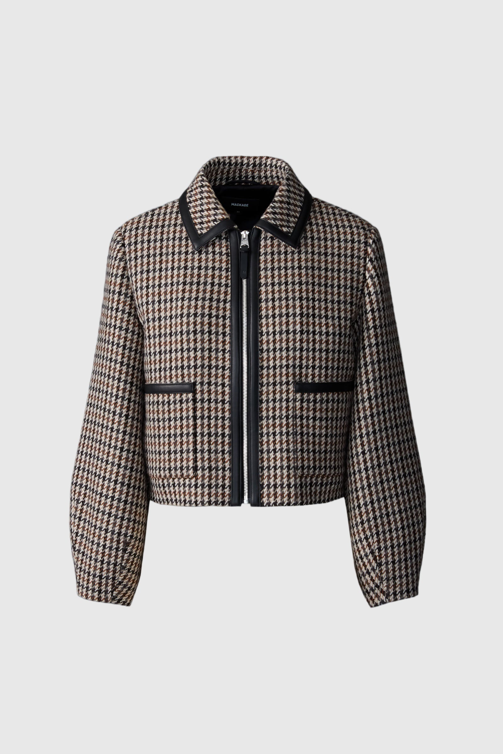 SOLANA-HT Houndstooth Wool Short Jacket for Women | Mackage US