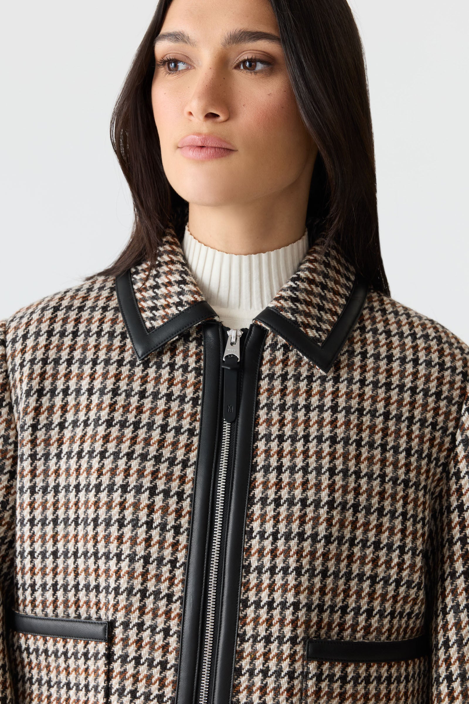 SOLANA-HT Houndstooth Wool Short Jacket for Women | Mackage US
