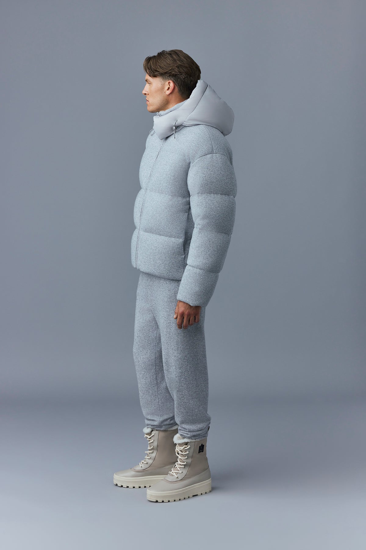 Steven, Medium down jacket with cashmere blend shell for men