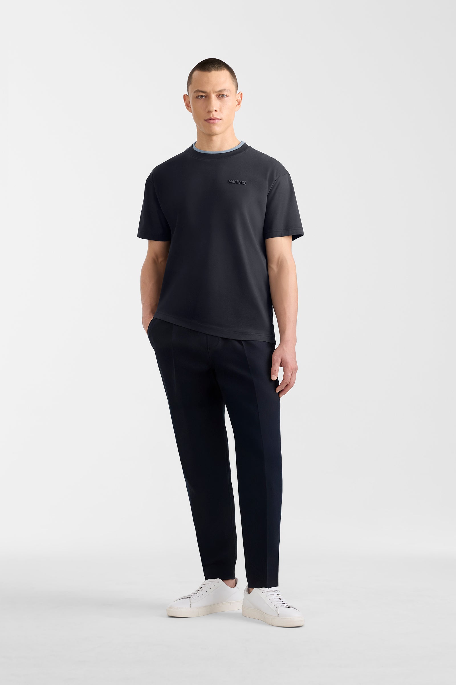 TEE-MNV Double Crewneck Collar T-Shirt for Men | Mackage® US