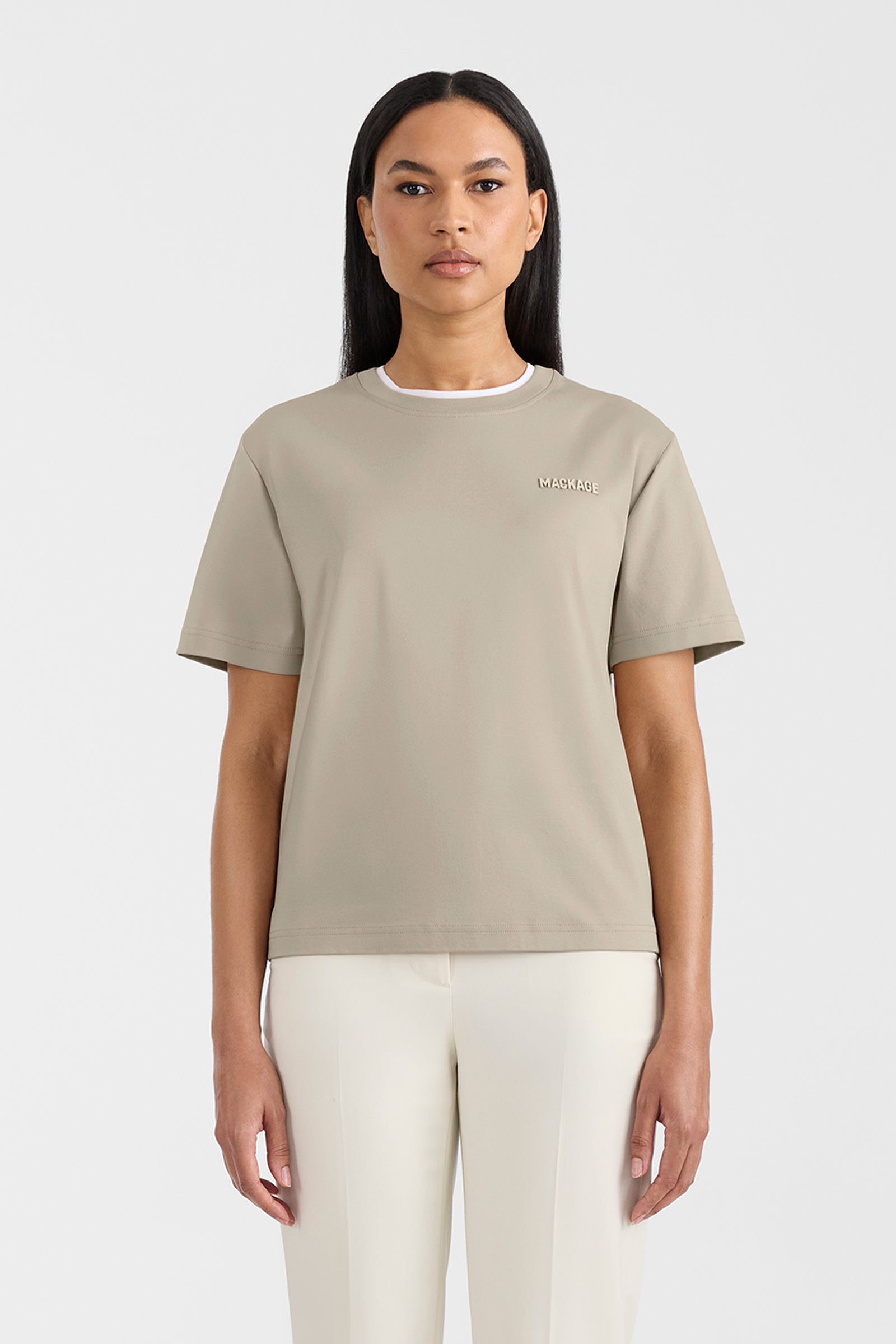 TEE-WNV Double Crewneck Collar T-Shirt for Women | Mackage® US