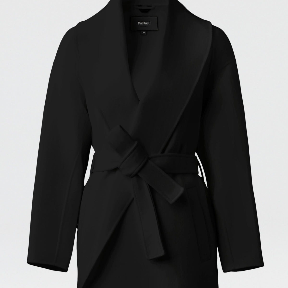 【Mackage】TYRA Women's Coat Black TYRA Double-Face wool robe jacket for Women | Mackage US
