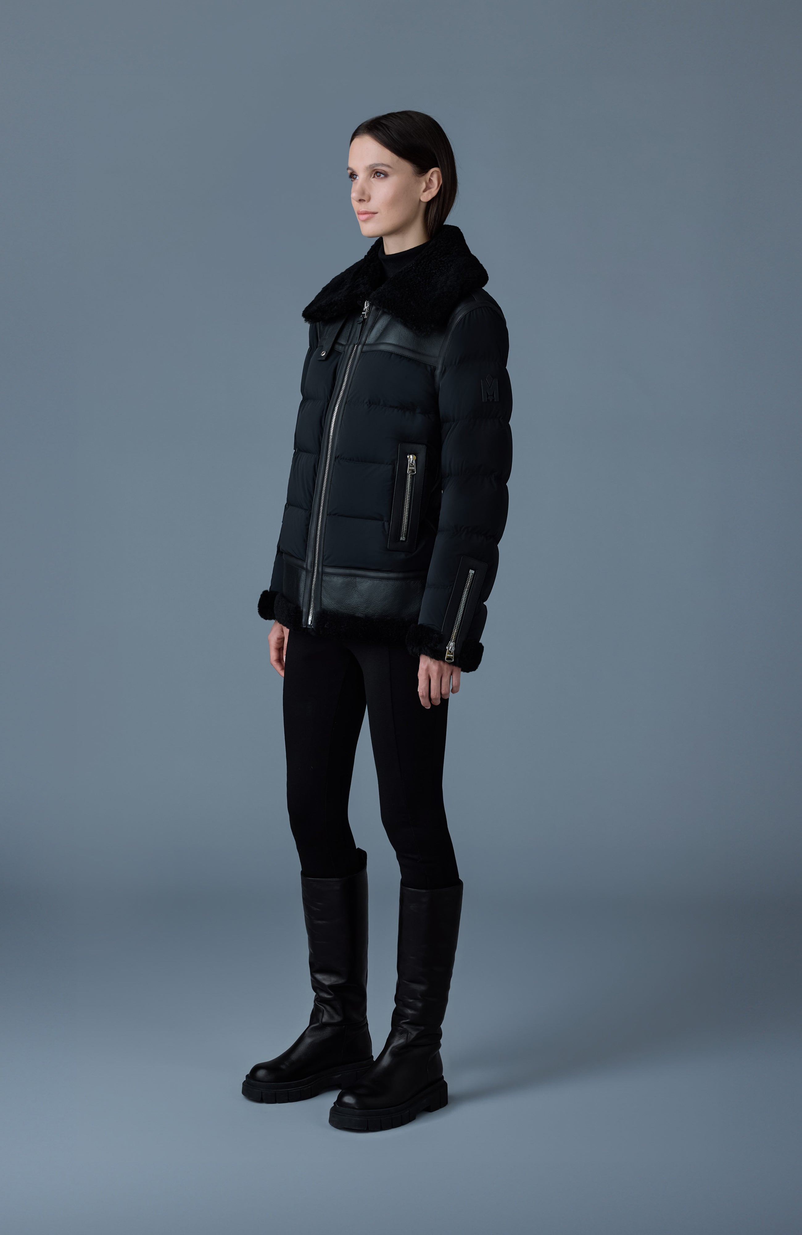 Vanna, mixed-media shearling down jacket | Mackage® US