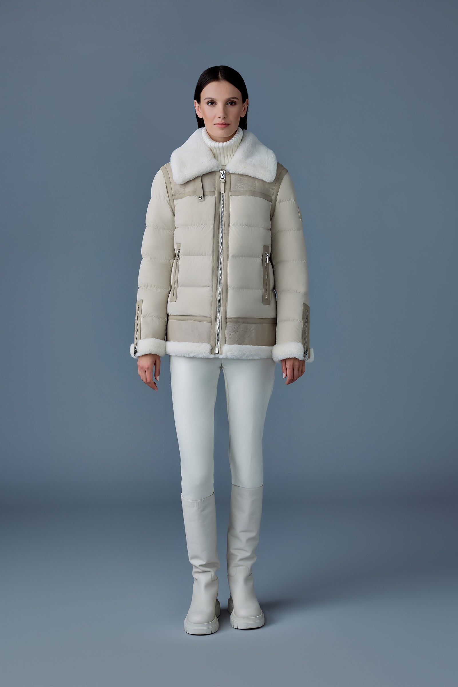 VANNA mixed-media shearling Down jacket for Women | Mackage® US