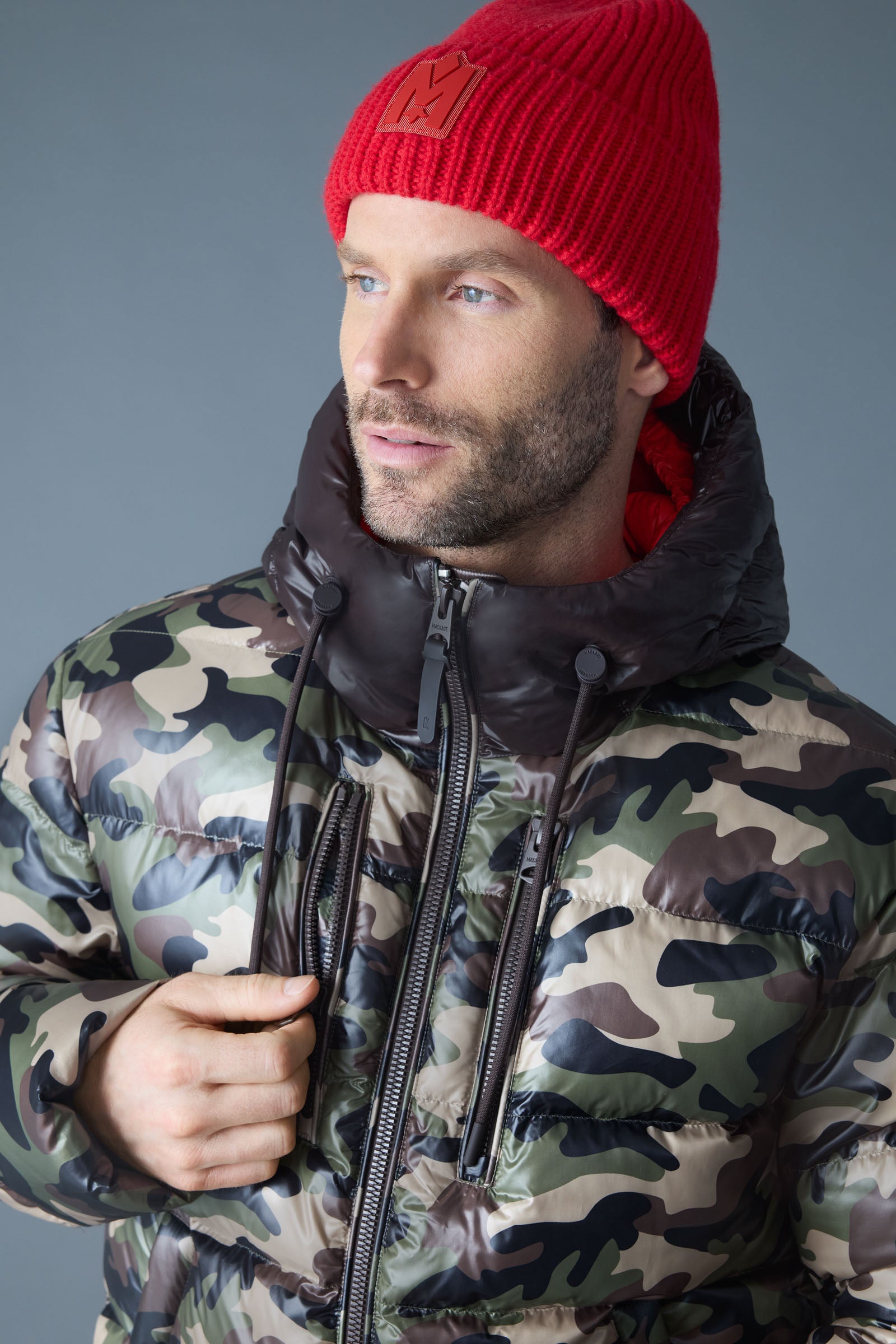 VICTOR-CAMO Light Down Hooded Camo Jacket for Men | Mackage® US