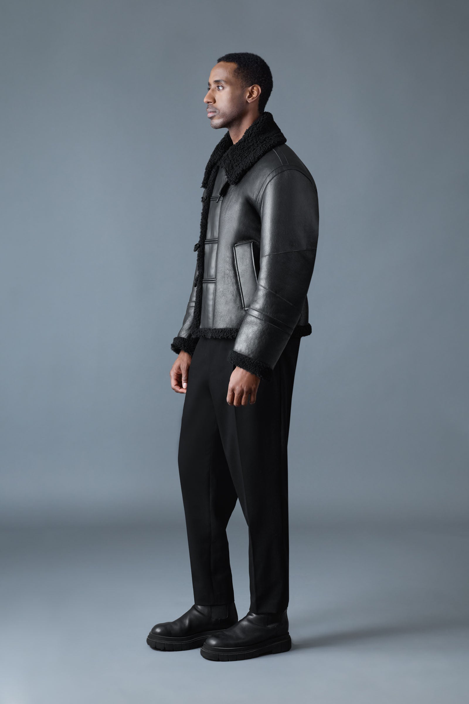WAYLON Shearling AviatorJacket with Toggle Front closure for Men