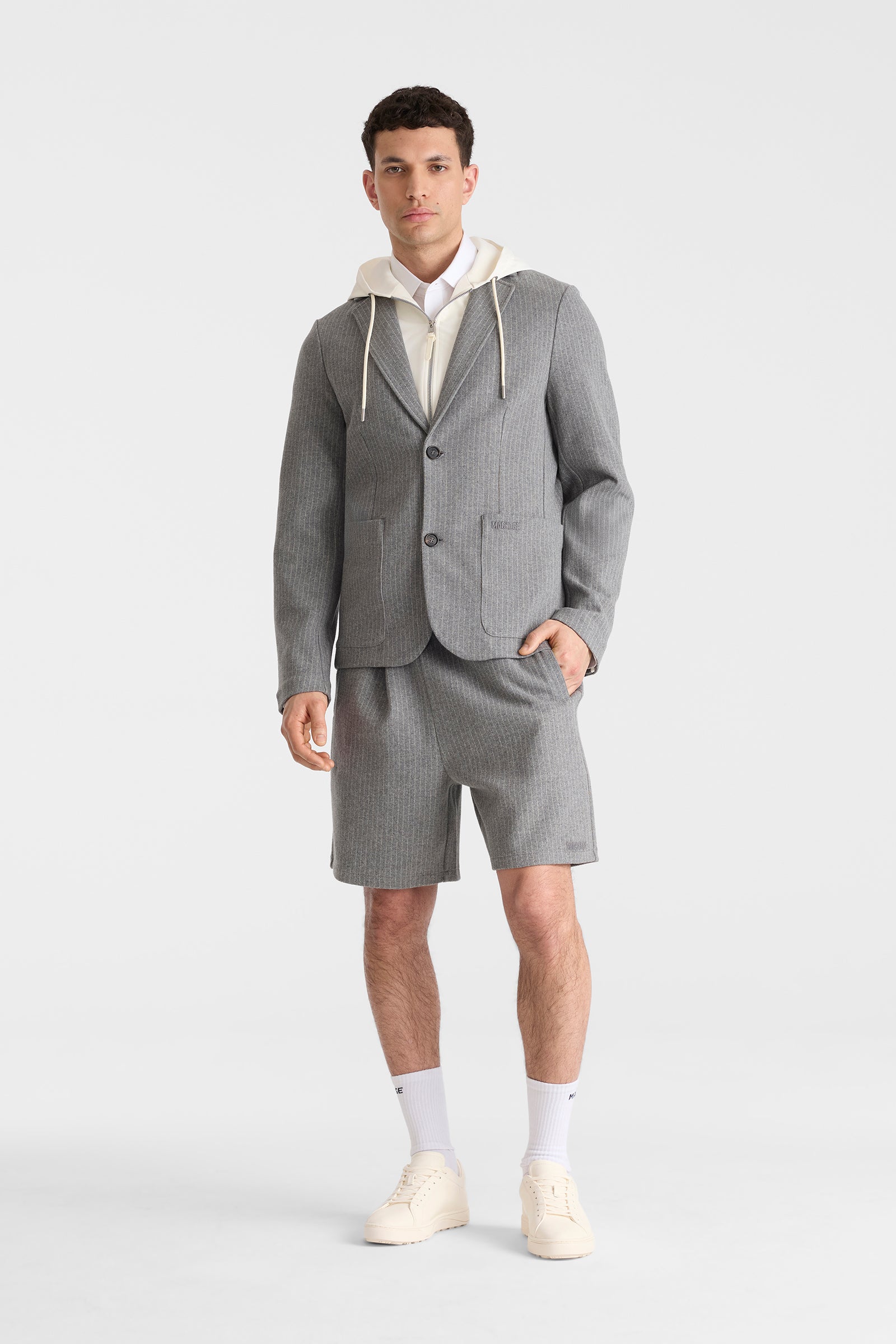 WELLS-K 2-in-1 Brushed Knit Blazer and Removable Bib for Men