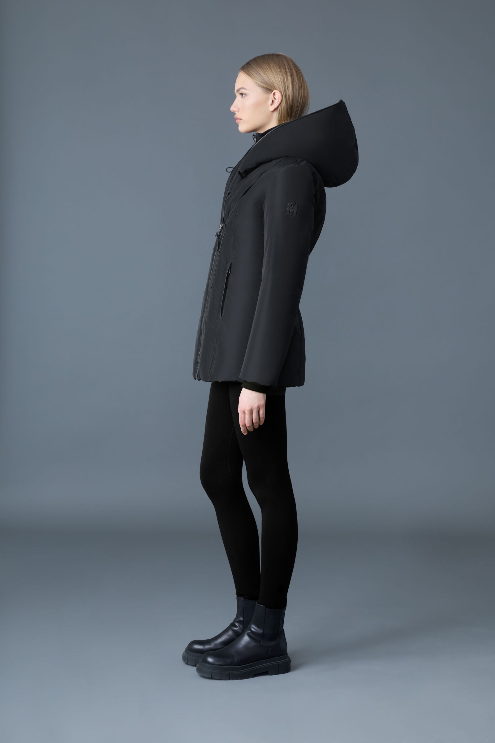 【専用出品】Mackage Adali ブラック、ブラックファー Adali-SH, Down coat with sheepskin Signature Mackage Collar