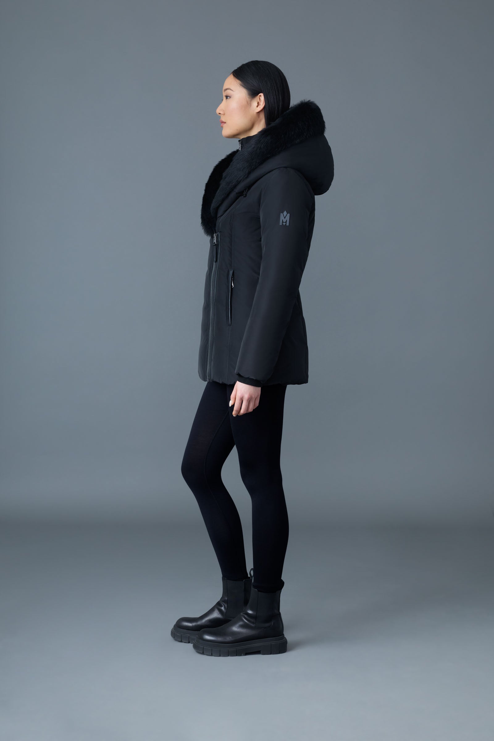 Adali-SH, Down coat with sheepskin Signature Mackage Collar