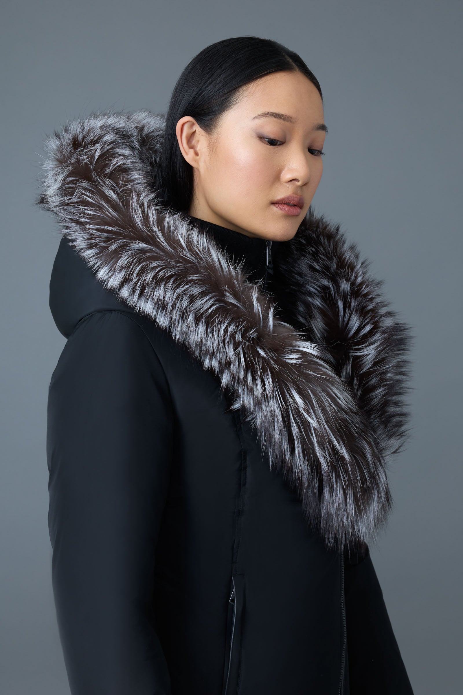 マッカージュ mackage ダウン adali Adali-X, Down coat with silver fox fur Signature Mackage