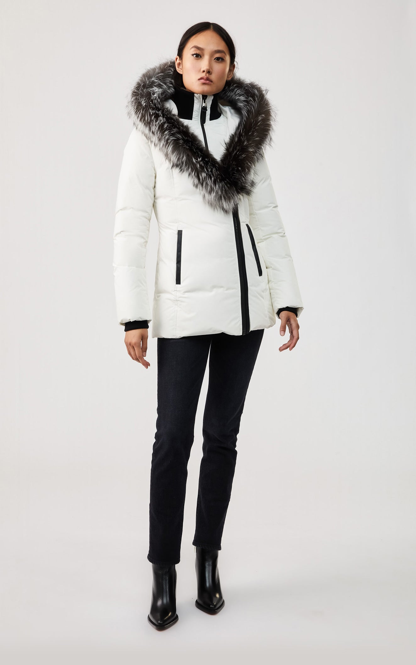 Adali-X, Down coat with silver fox fur Signature Mackage