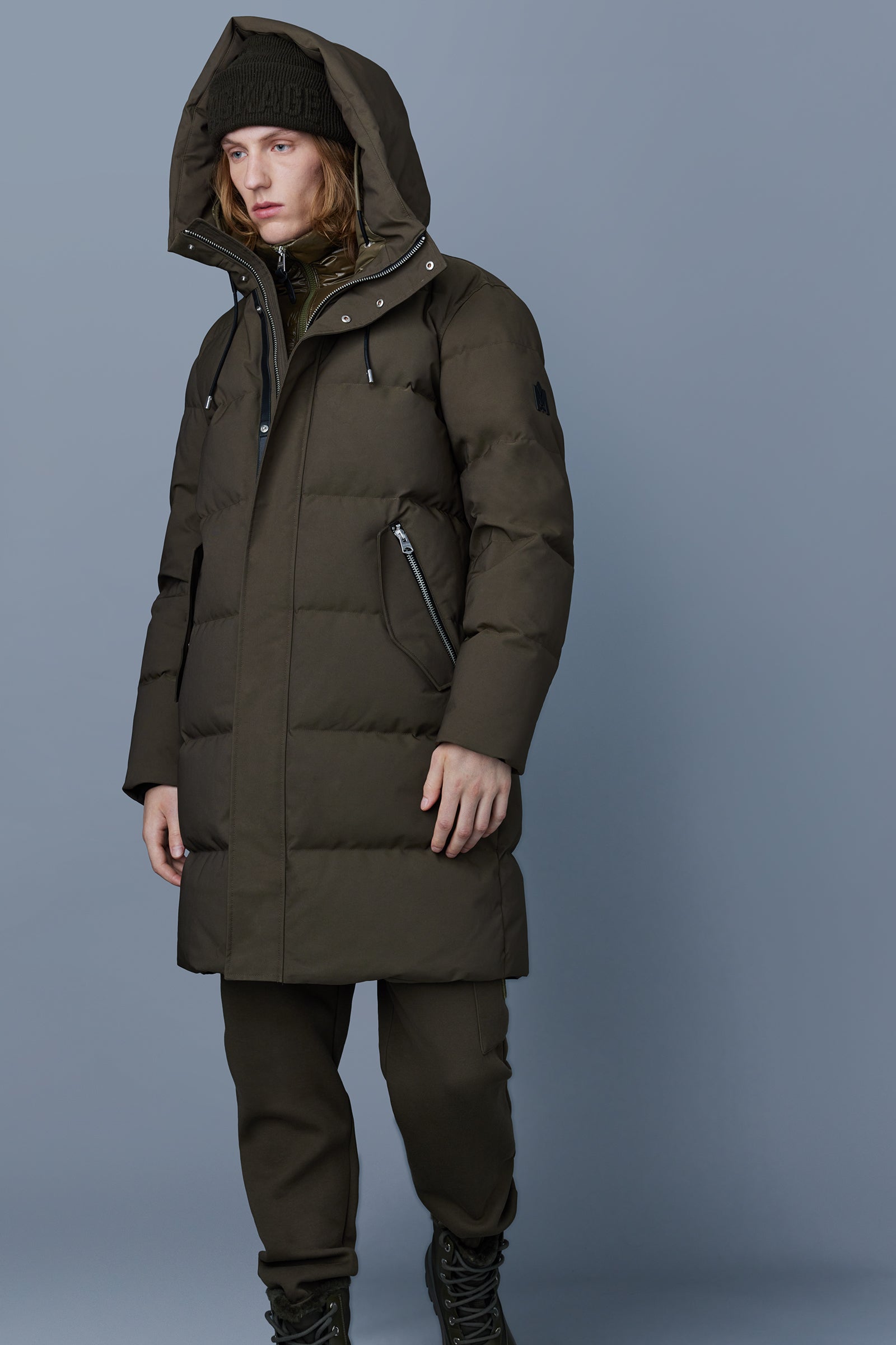 Antoine, 2-in-1 recycled down parka with removable bib for men