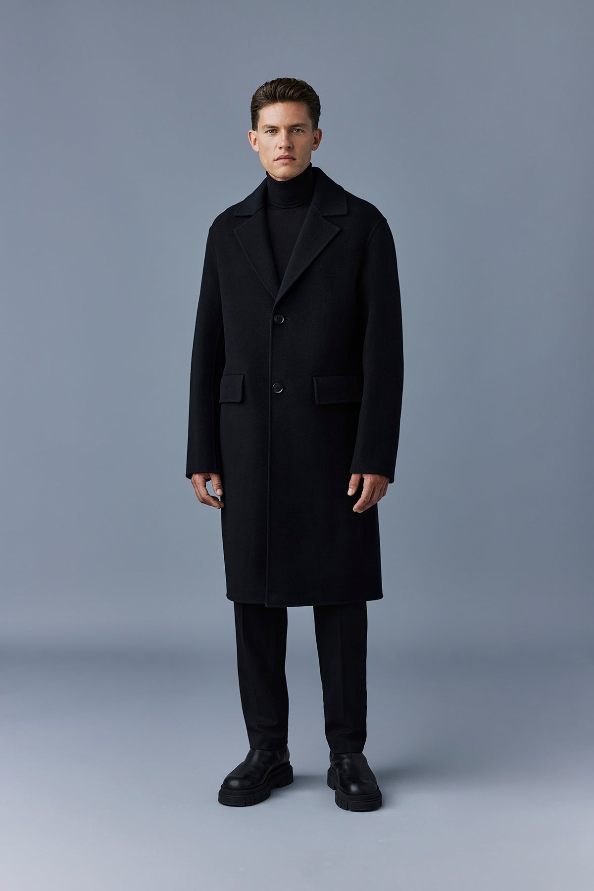 Benjamin, Double-face wool coat with notched lapel for men