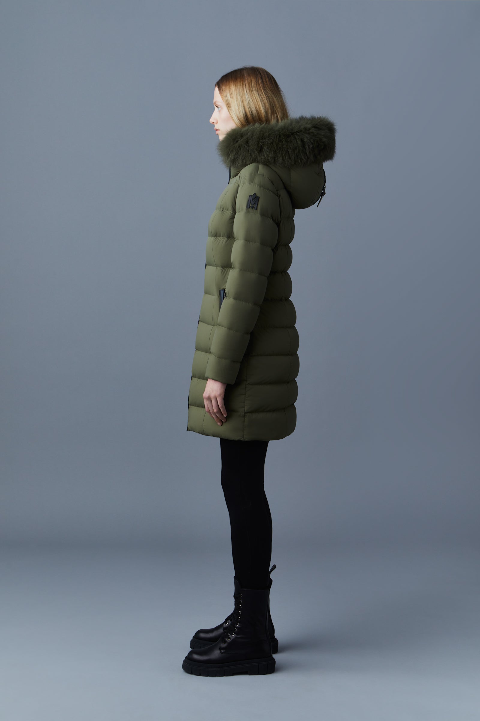 CALLA-BX stretch light Down coat - blue fur collar for Women