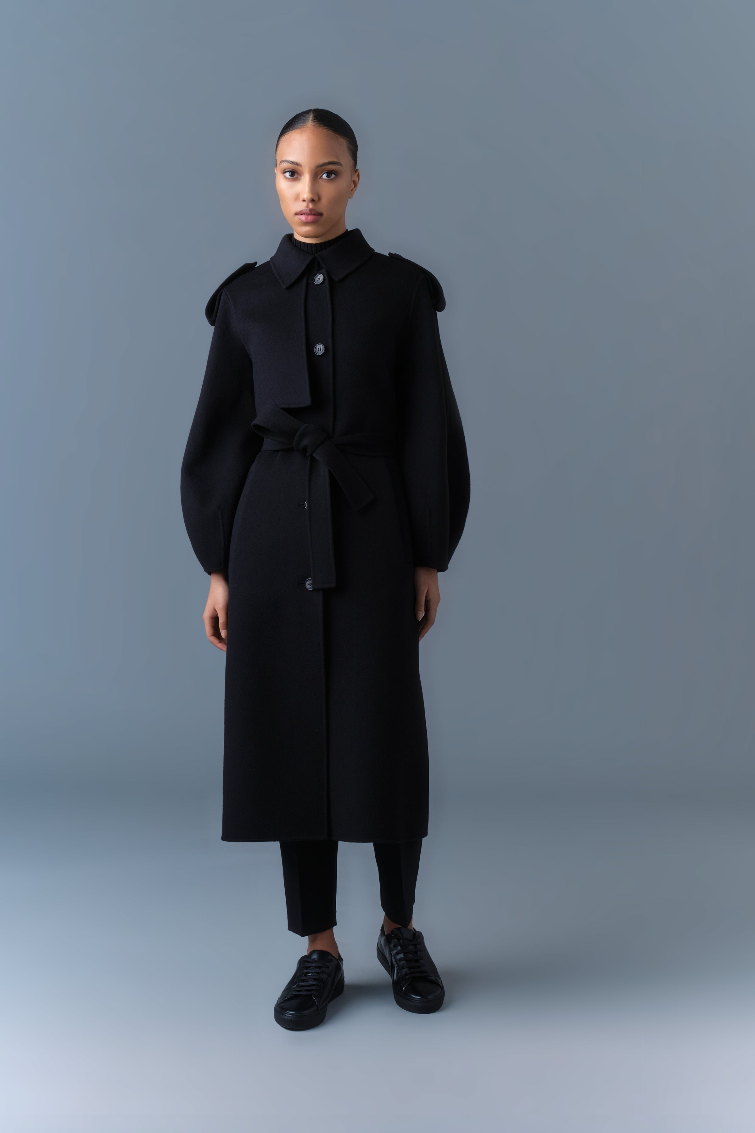 Ceyla, Double-Face wool coat with sash belt | Mackage® US