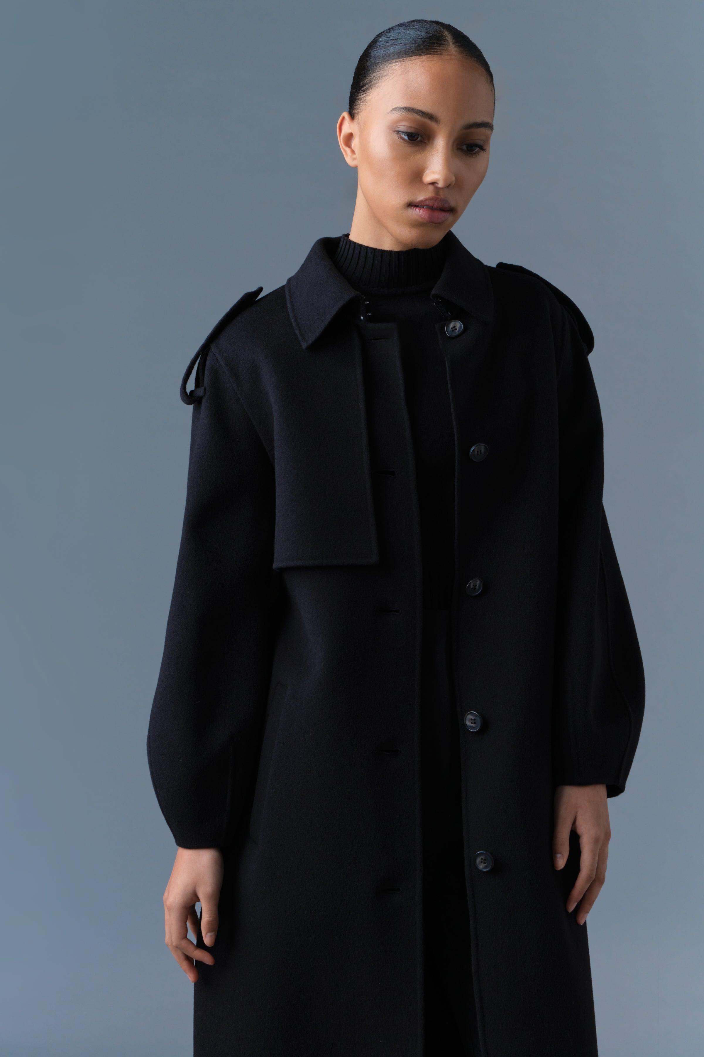 Ceyla, Double-Face wool coat with sash belt | Mackage® US