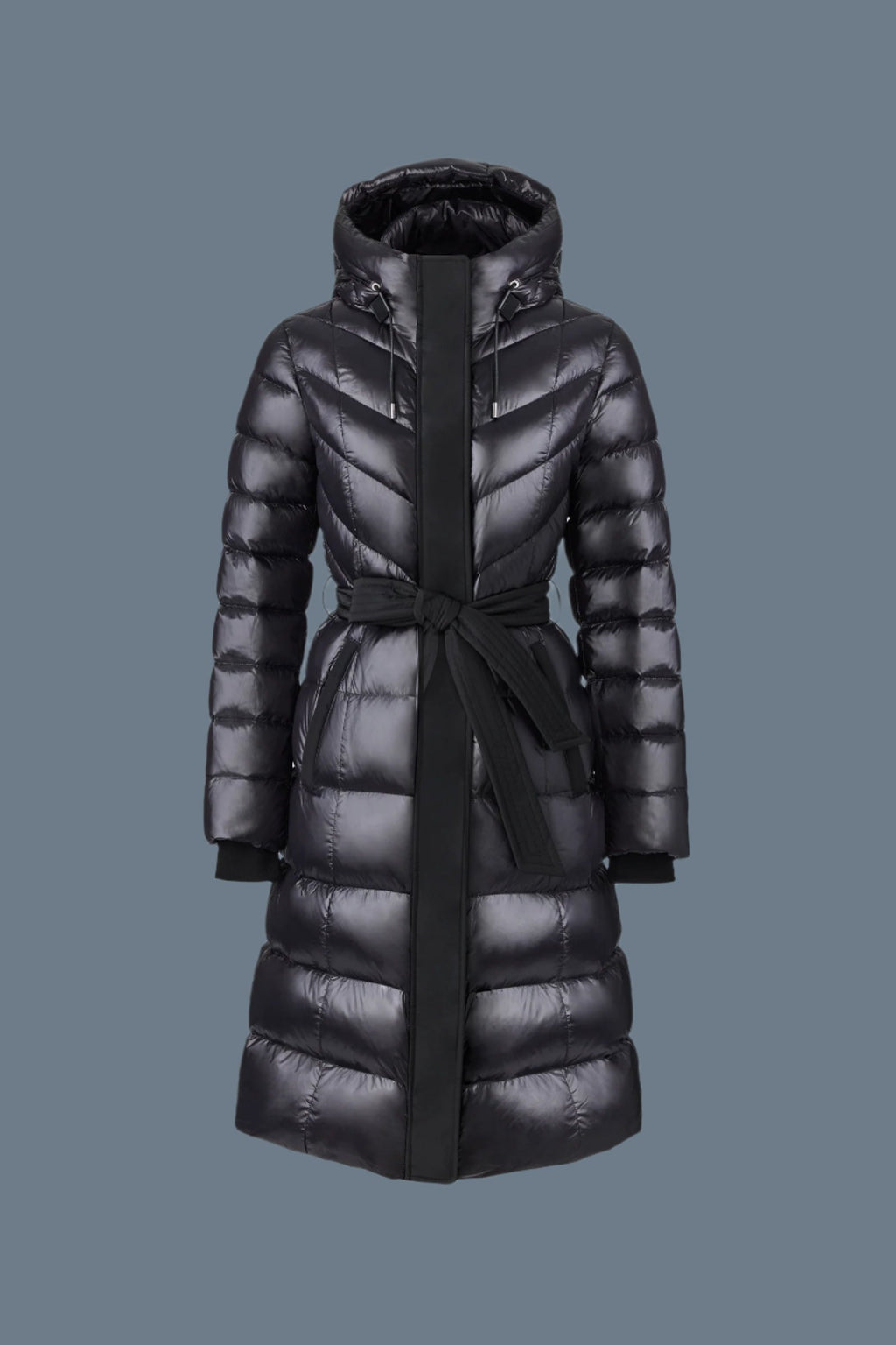 Coralia Down coat with hood and sash belt for ladies Mackage US