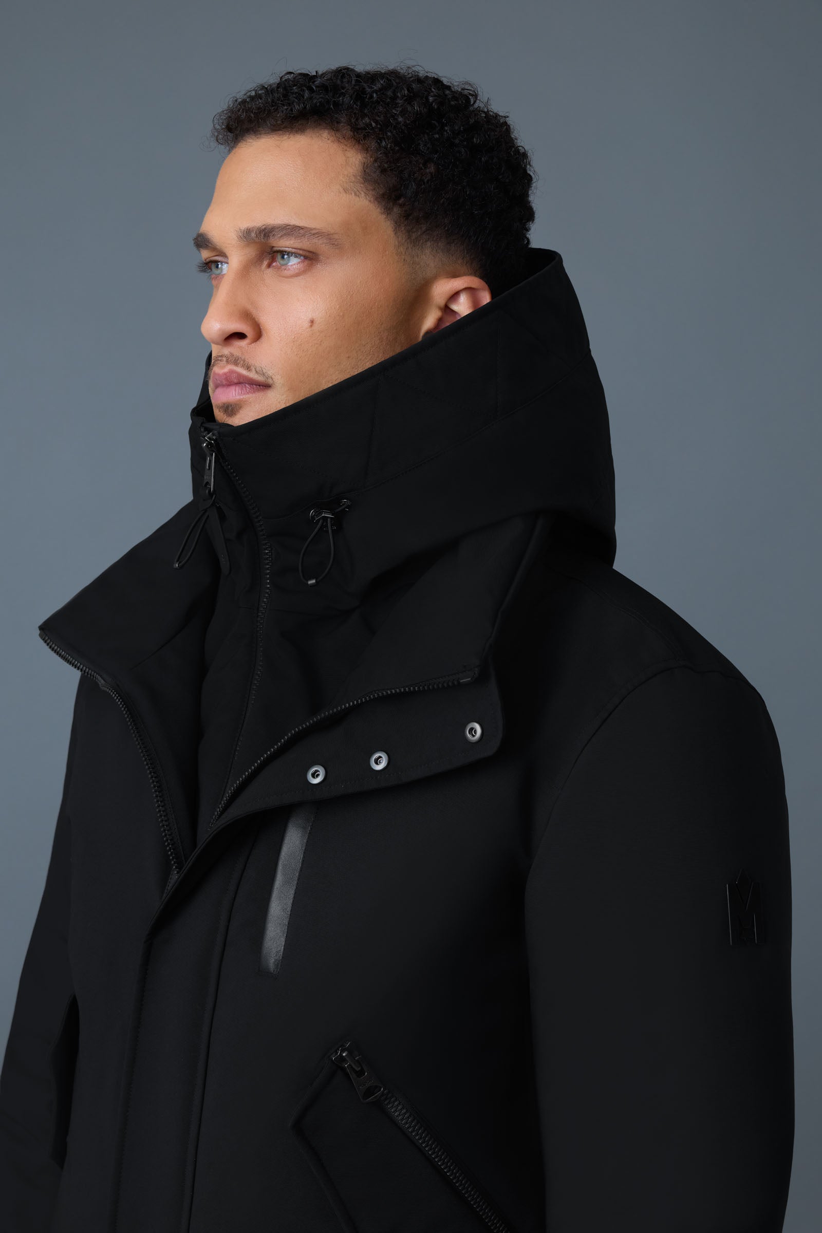 Dixon-NFR, 2-in-1 down bomber jacket with hooded bib for men