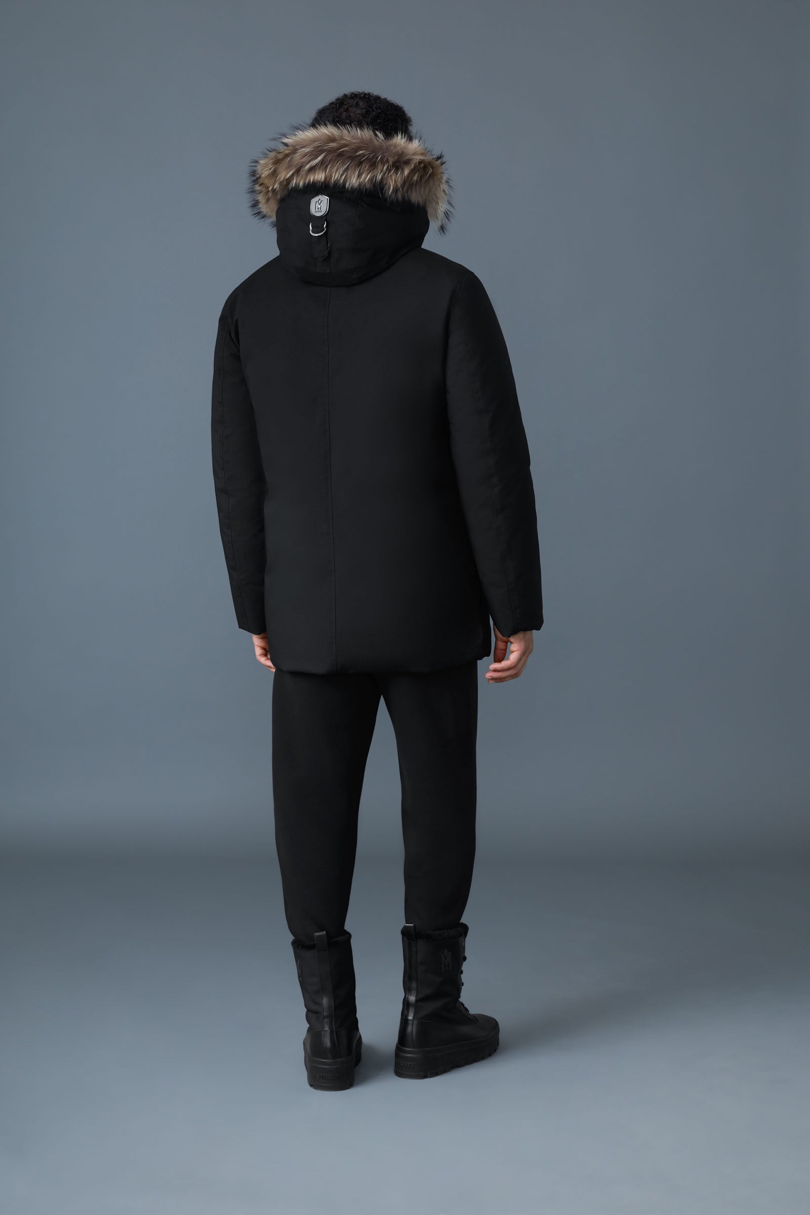 Edward-F, 2-in-1 down parka with hooded bib and natural fur