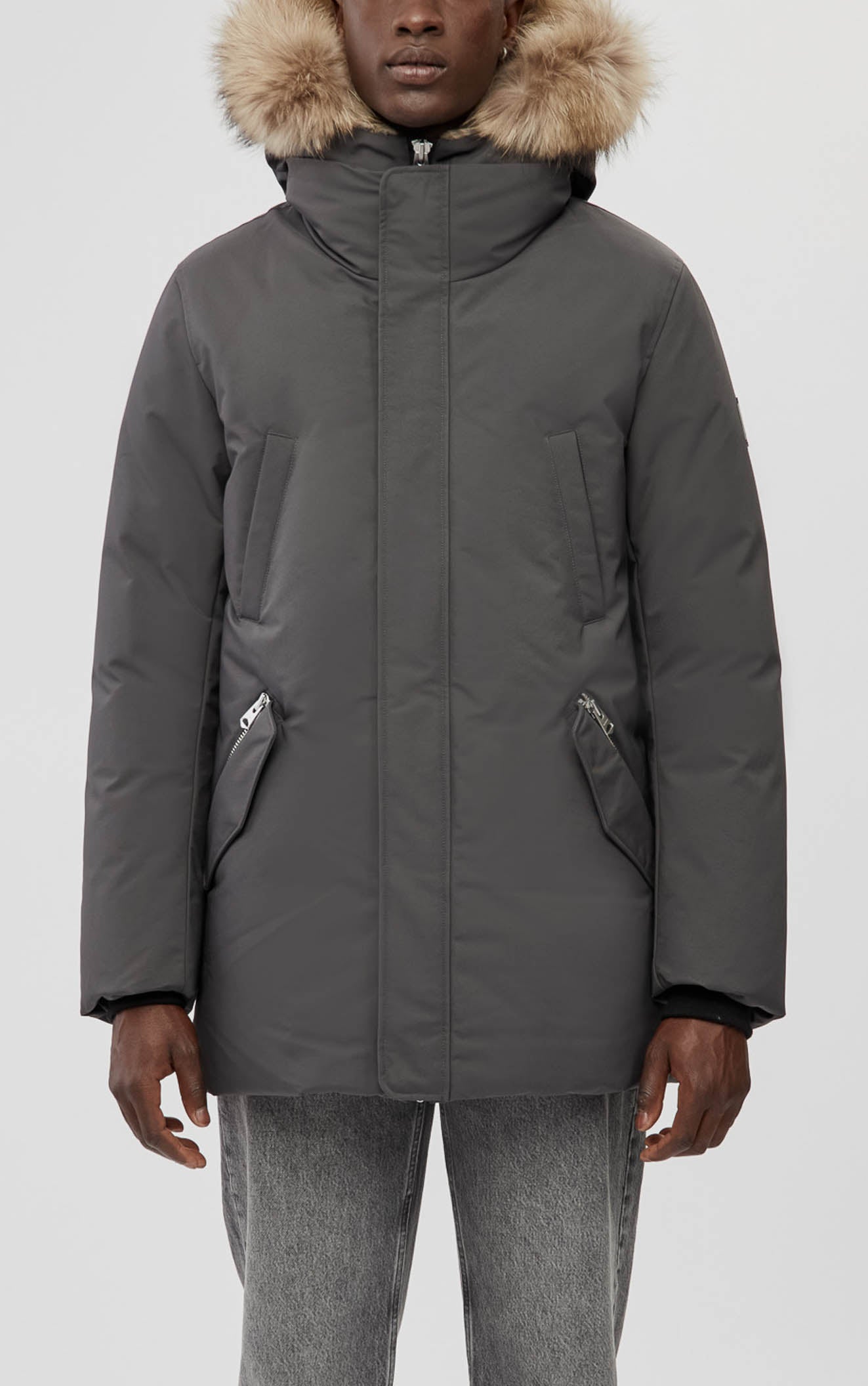 Edward-F, 2-in-1 down parka with hooded bib and natural fur