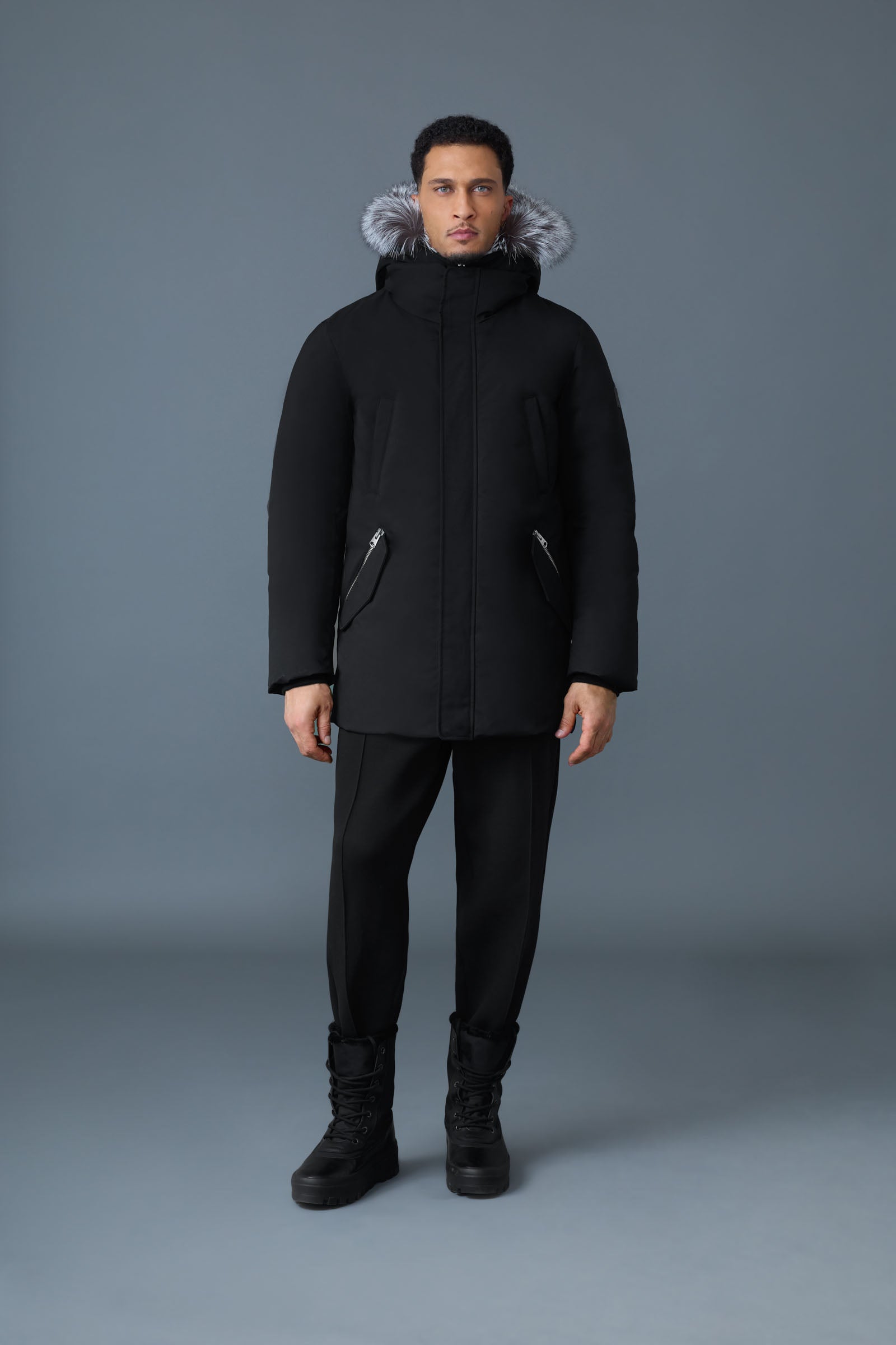 Silver Fox Fur☆【MACKAGE】暖かミドル丈ジャケットコート♪ Trish, Powder Touch down coat with silver fox fur Signature