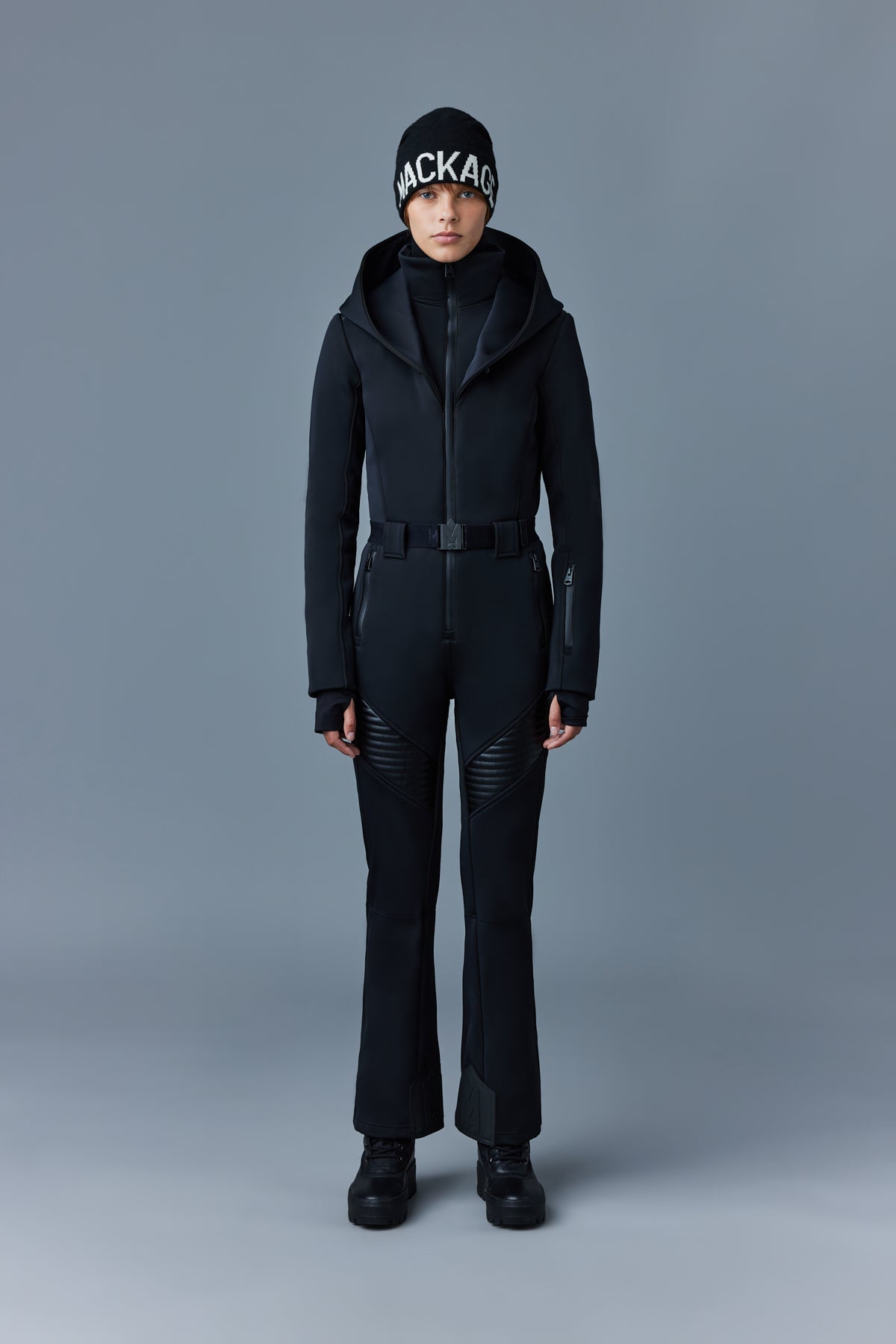 【amerge】fur cami mini onepiece（black） Elle-NFZ, Agile-360 ski suit with removable hood for ladies