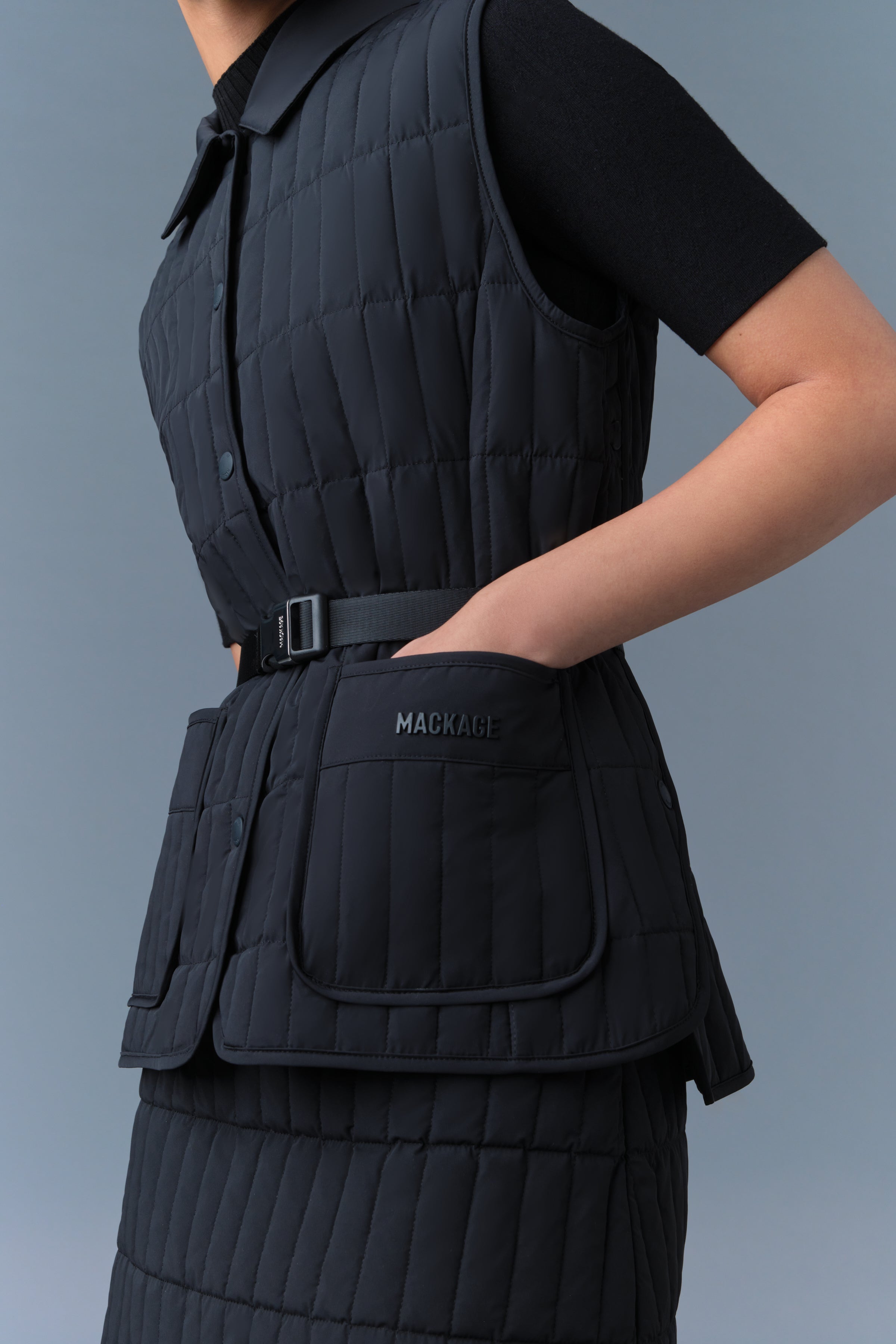 Helia, Light down vertical quilted vest | Mackage® US