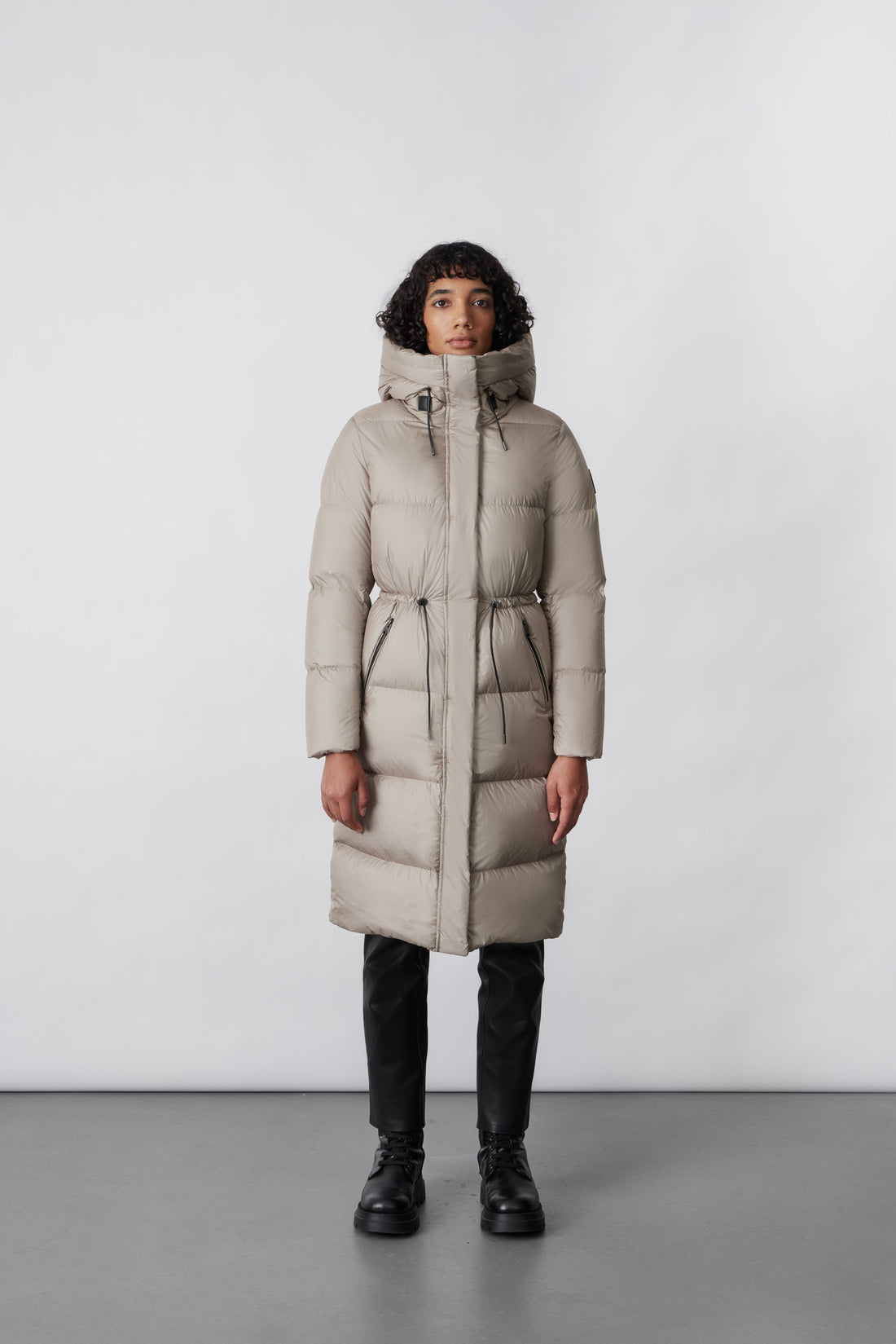 Ishani, Foil shield long down coat with hood for ladies | Mackage® US