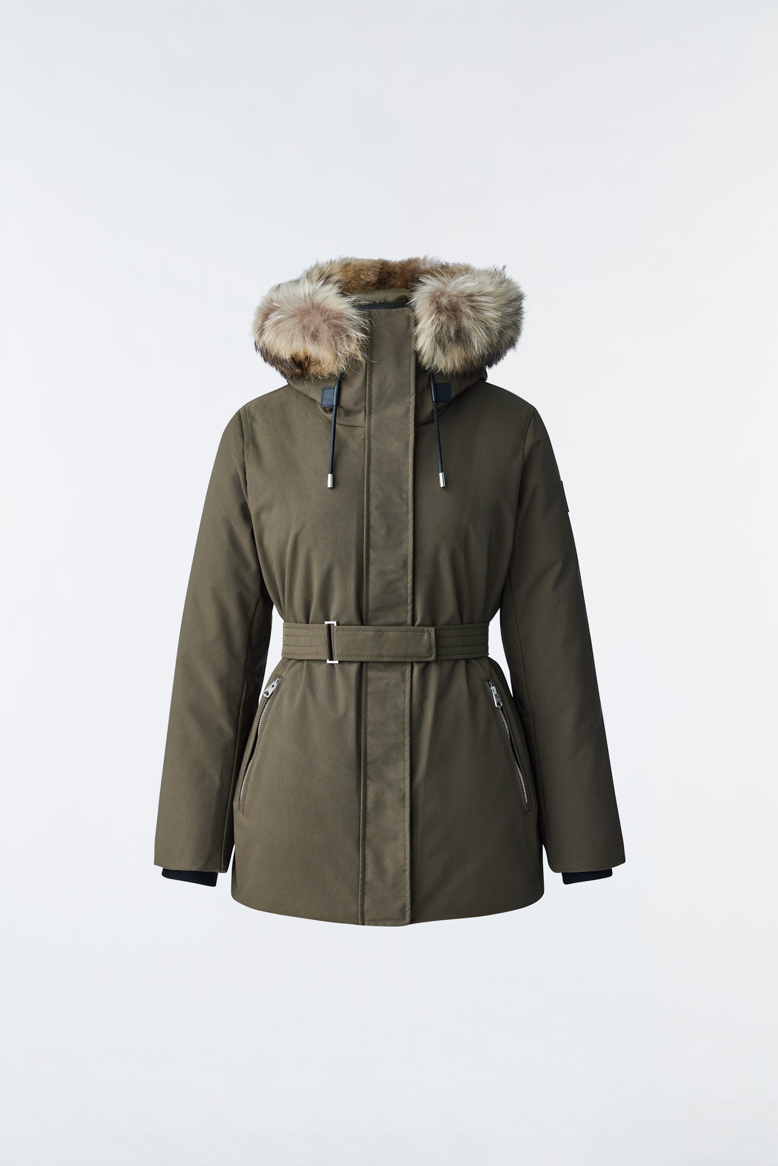 Jeni, 2-in-1 down parka with removable bib and natural fur